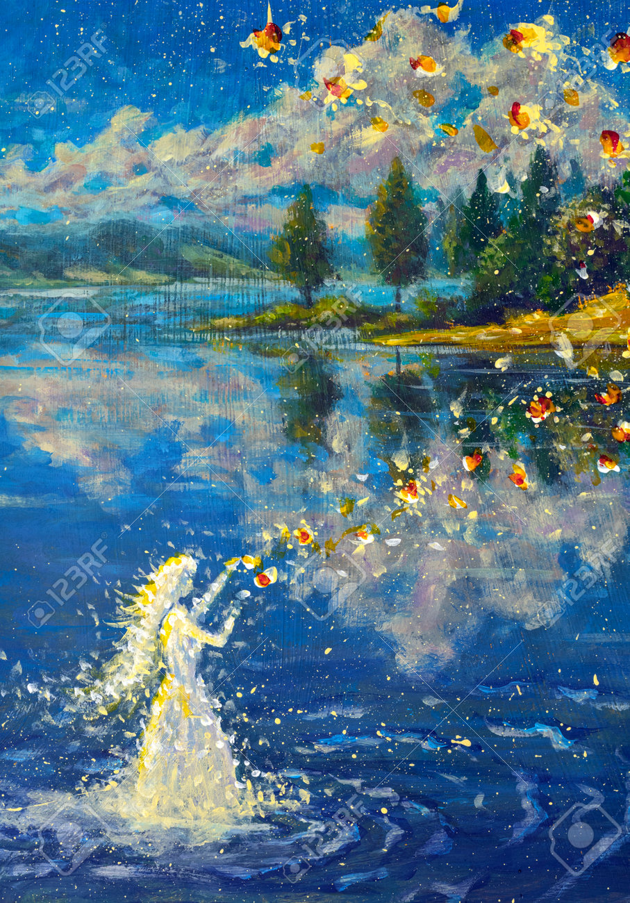 油絵 絵画 森の妖精