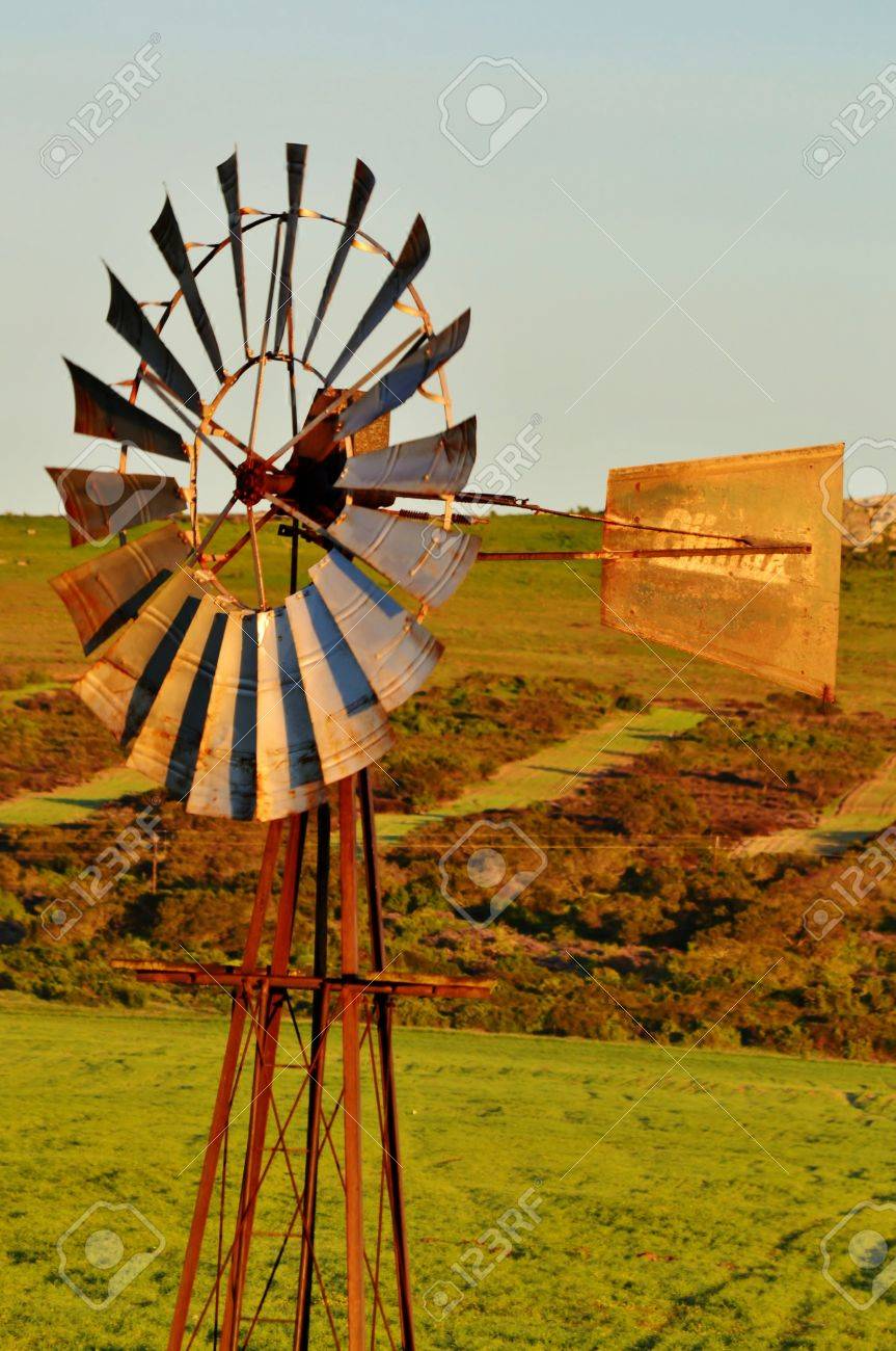 Landscape With Windmill Water Pump On A Farm Westerncape South