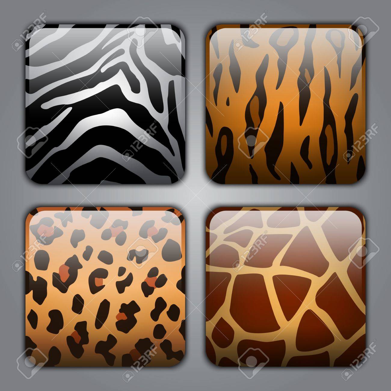 Download Set Of Icons With Different Types Of Wild Animal Fur Textures Royalty Free Cliparts Vectors And Stock Illustration Image 16186596