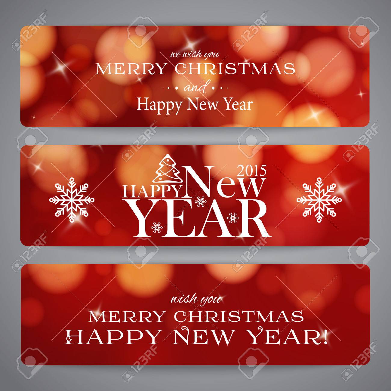 merry christmas banners with snowflakes and stars red bokeh merry christmas banners