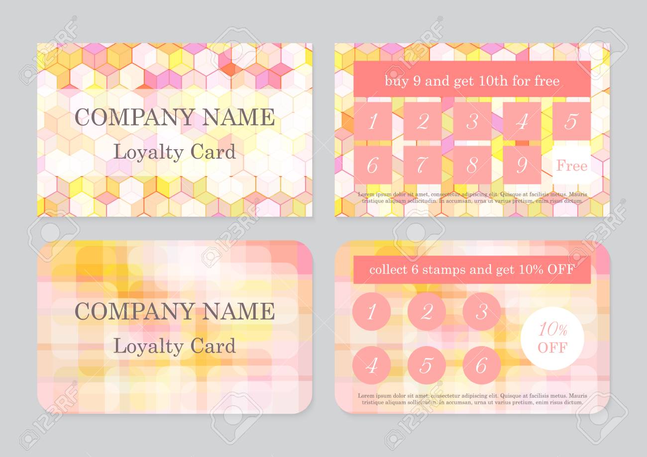 Set Of Two Loyalty Card Templates With Place For Text. Geometric For Customer Loyalty Card Template Free