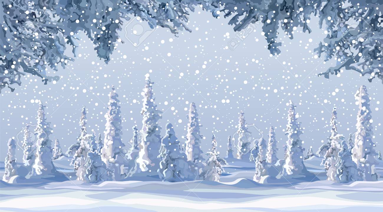 Cartoon Beautiful Winter Background With Snow Covered Firs In Royalty Free Cliparts Vectors And Stock Illustration Image 127704744 cartoon beautiful winter background with snow covered firs in