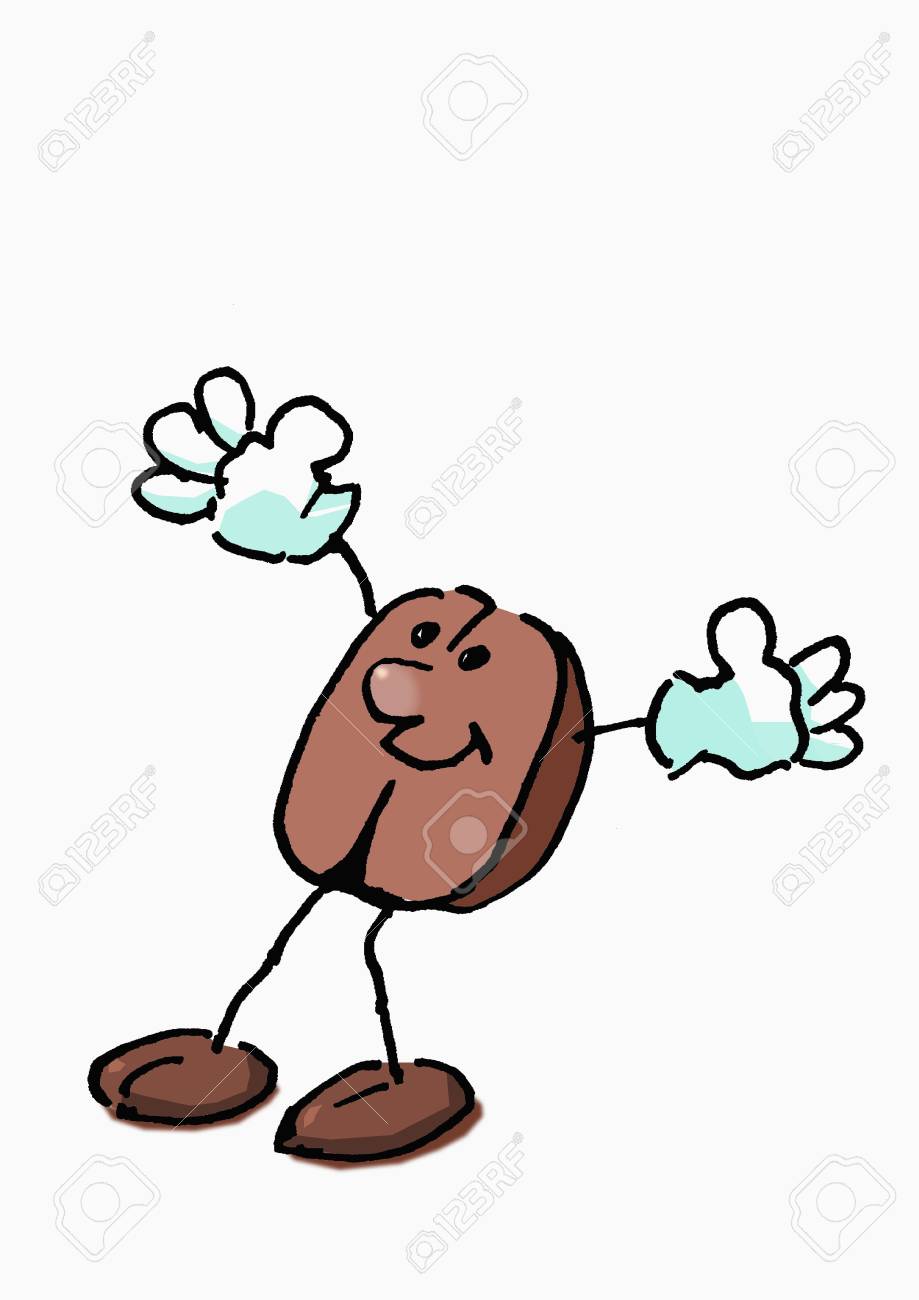 Happy Coffee Bean Against White Background Stock Photo Happy Coffee Bean Against White Background Stock Photo