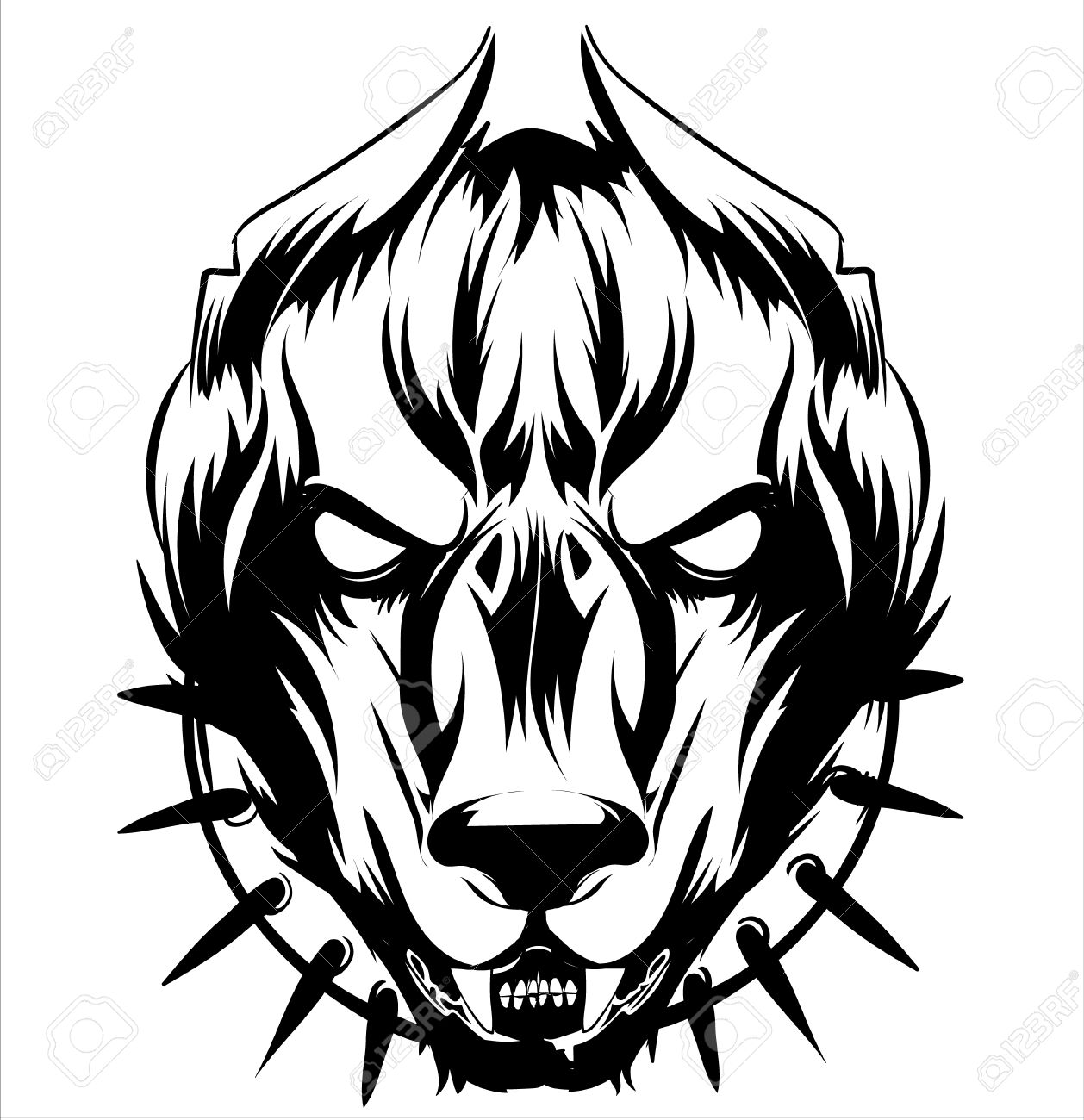 黒犬の頭 タトゥー 分離を抽象化します のイラスト素材 ベクタ Image