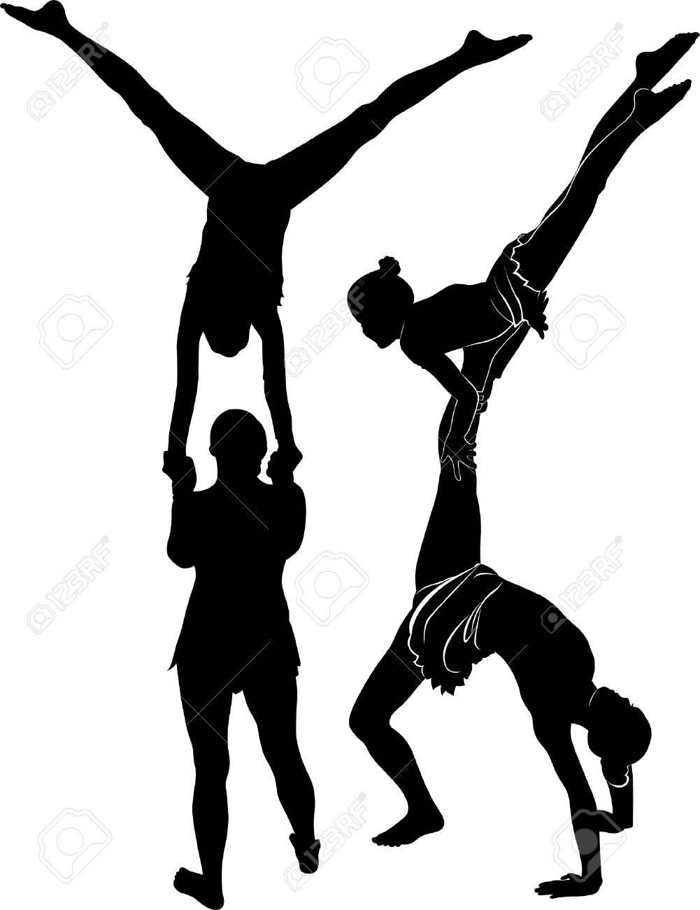 Acrobatic Stunt. Gymnasts Acrobats Vector Black Silhouette. Gymnasts  Acrobats Vector Royalty Free SVG, Cliparts, Vectors, and Stock  Illustration. Image 91883471., image size:1001x1300