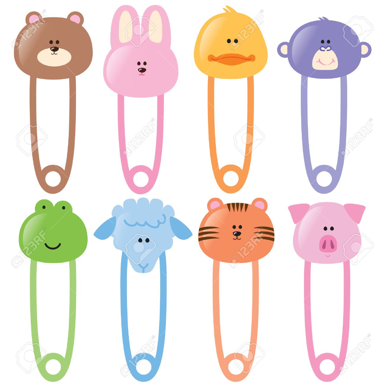 Baby Animal Safety Pins Set 1 Royalty Free SVG, Cliparts, Vectors, and  Stock Illustration. Image 4658371., image size:1300x1300