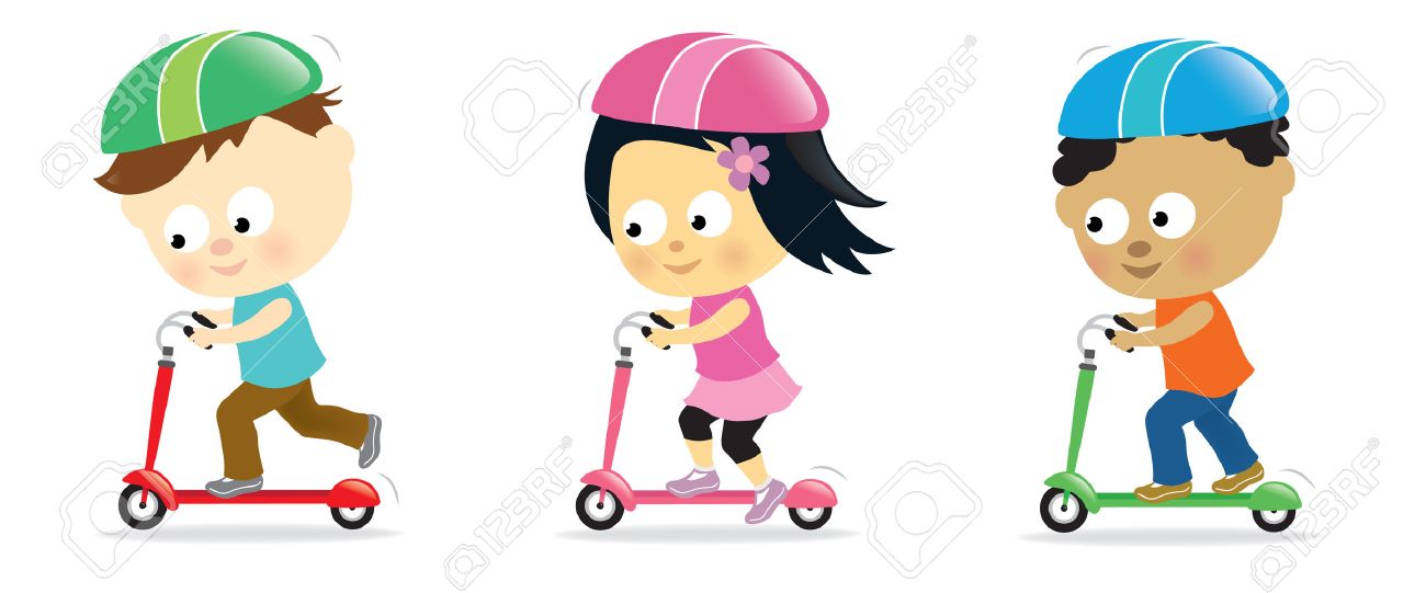 children on scooters