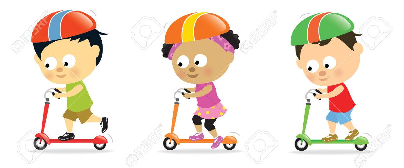 children on scooters
