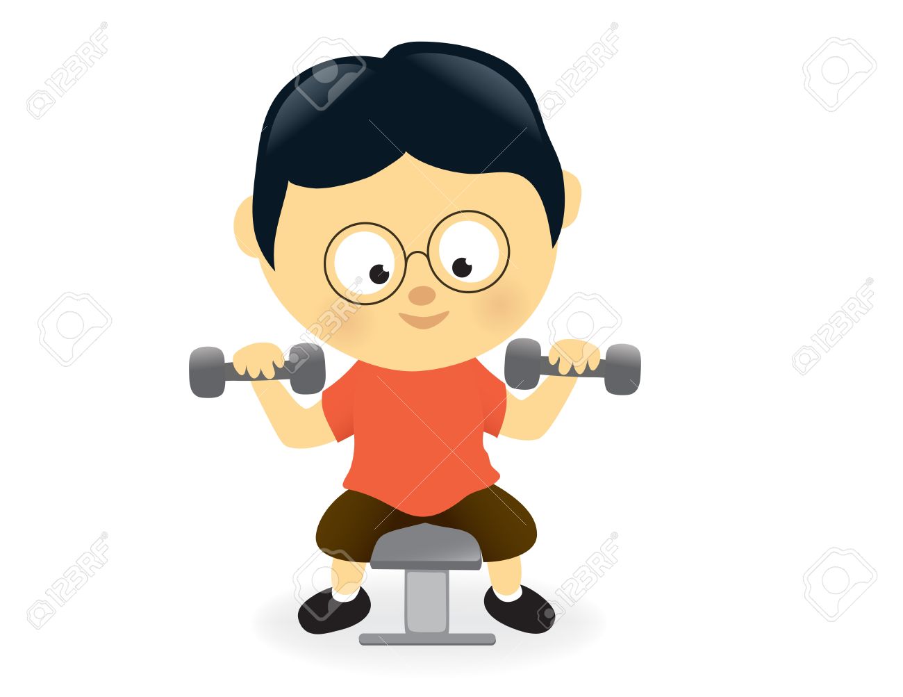 男はダンベルを持ち上げるのイラスト素材 ベクタ Image 14363585