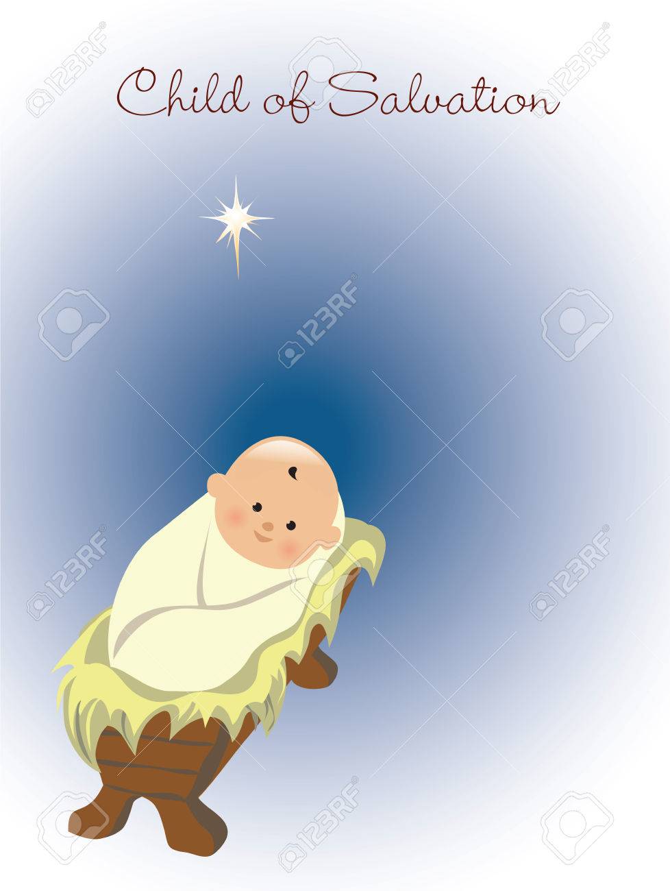 飼い葉桶の赤ん坊イエス のイラスト素材 ベクタ Image