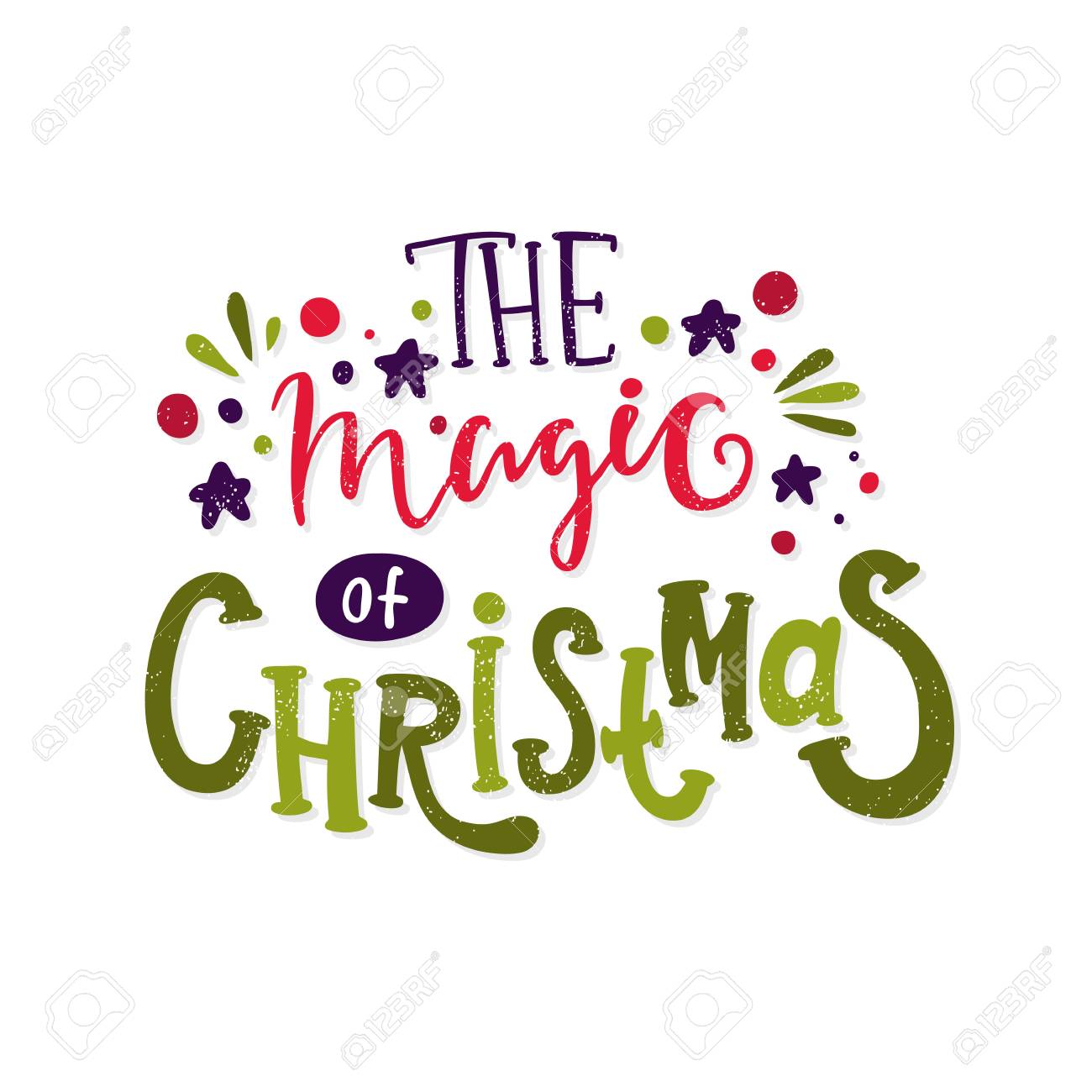 La Magie De Noel Dessin De Texte A La Main Pour Joyeux Noel Carte De Voeux Lettres Romantiques Multicolores Brillantes Lettrage Dessine A La Main Moderne Et Elegant Inscription Peinte A La