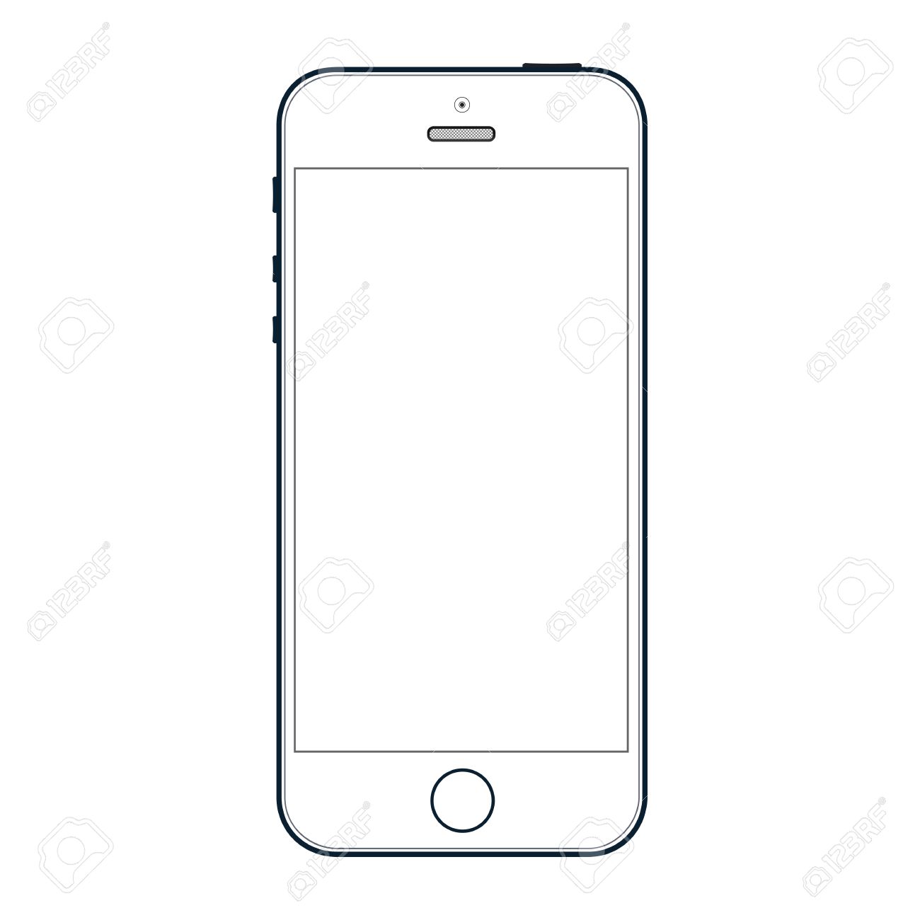 Mobile Phone In Black Line With Blank Screen Isolated On White Stock Photo Picture And Royalty Free Image Image