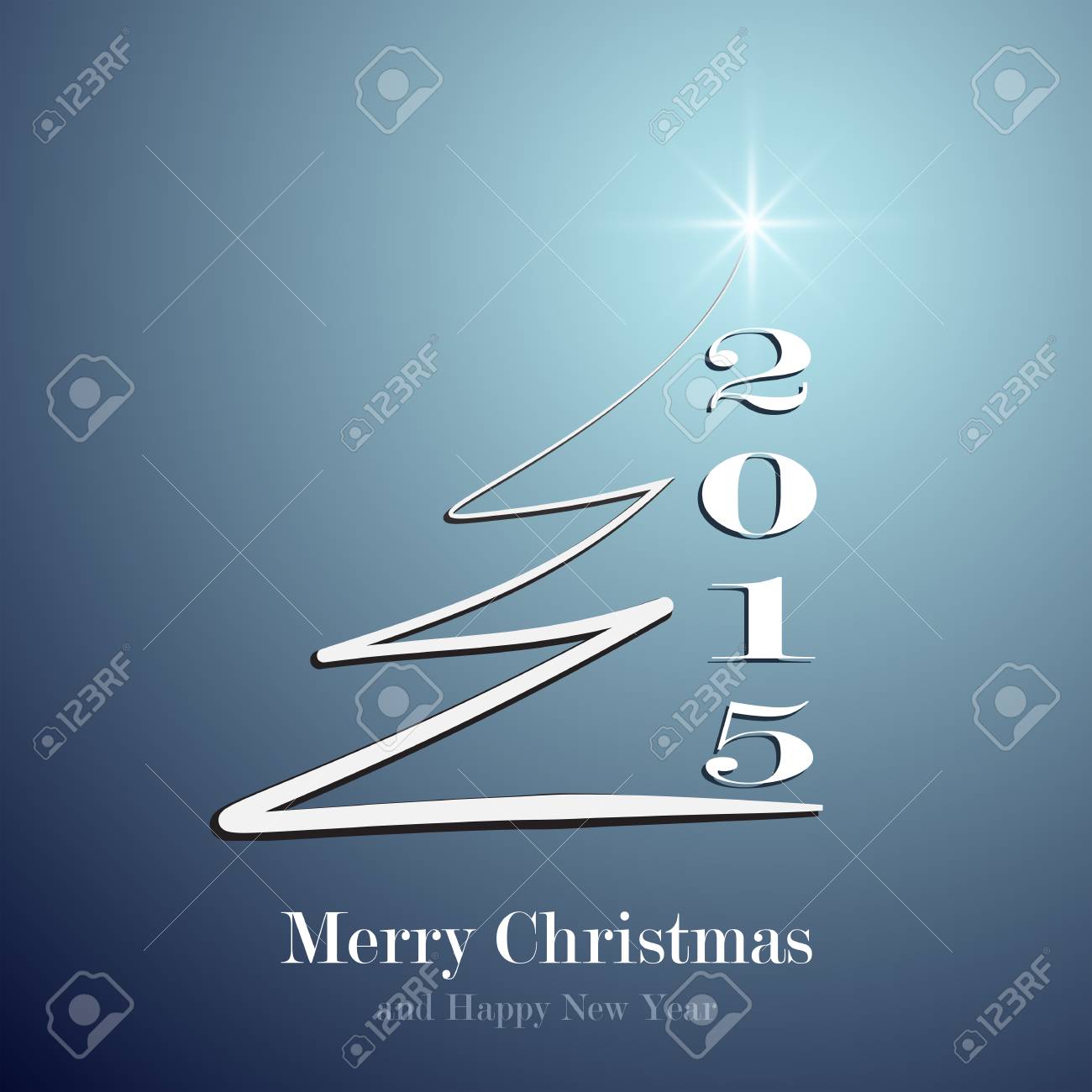 Stilizzato Albero Di Auguri Di Natale Su Sfondo Blu Isolato