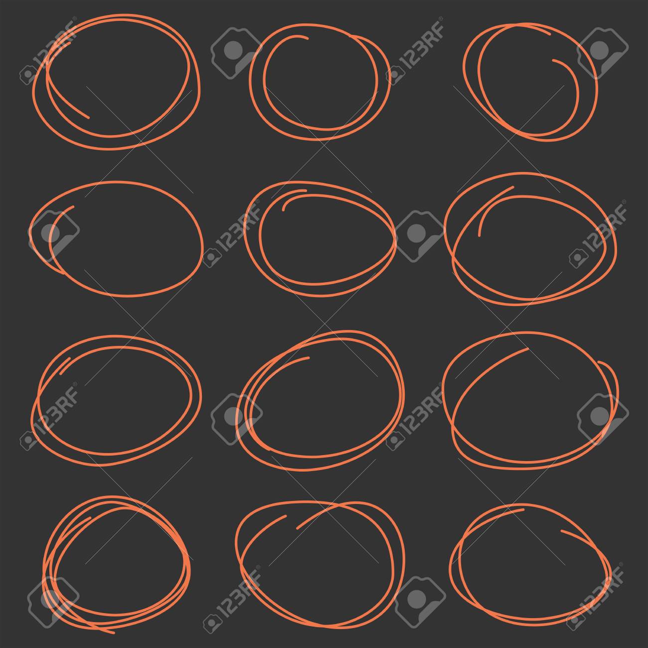 手描き フリーハンド サークル テンプレート セットです モノクロのクリエイティブ イラスト の写真素材 画像素材 Image