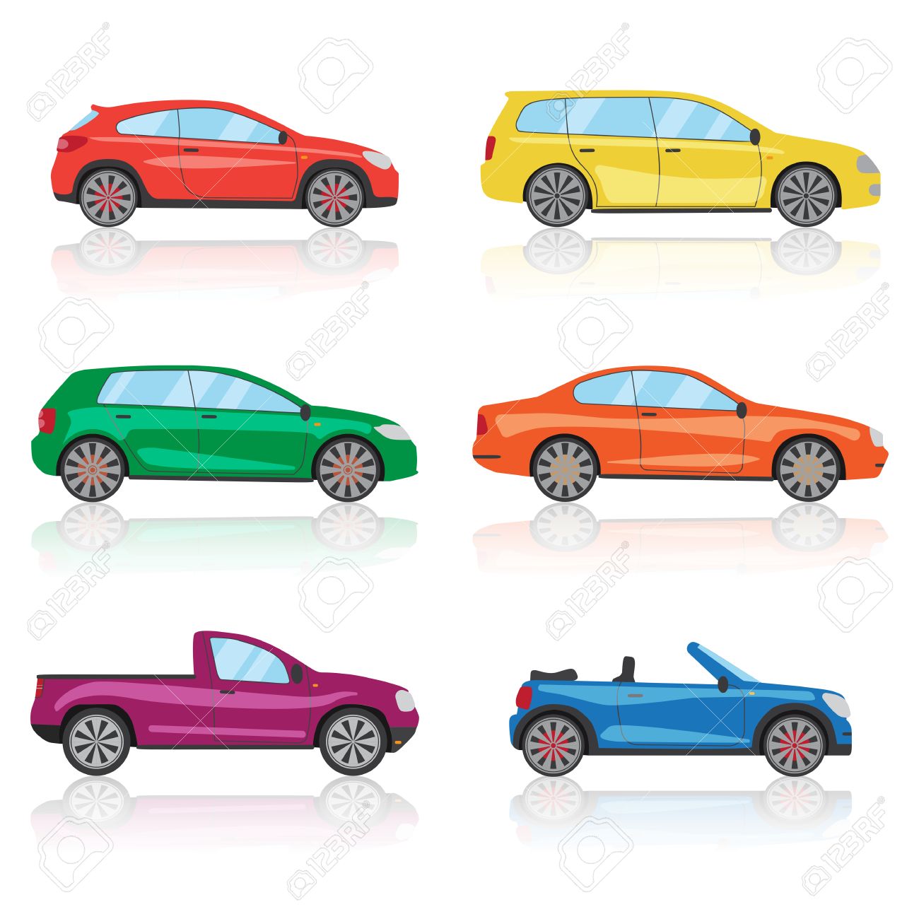 Cars icons set. 6 different colorful 3d sports car icon. Car vector EPS10 - 58300248 Cars icons set. 6 different colorful 3d sports car icon. Car vector EPS10 - 58300248