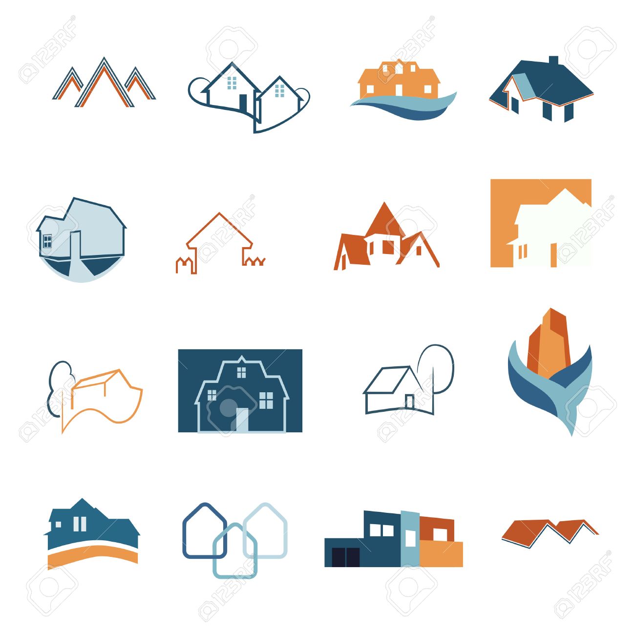 Real Estate web icons set. House logos. Construction logo. Vector - 58521277 Real Estate web icons set. House logos. Construction logo. Vector - 58521277