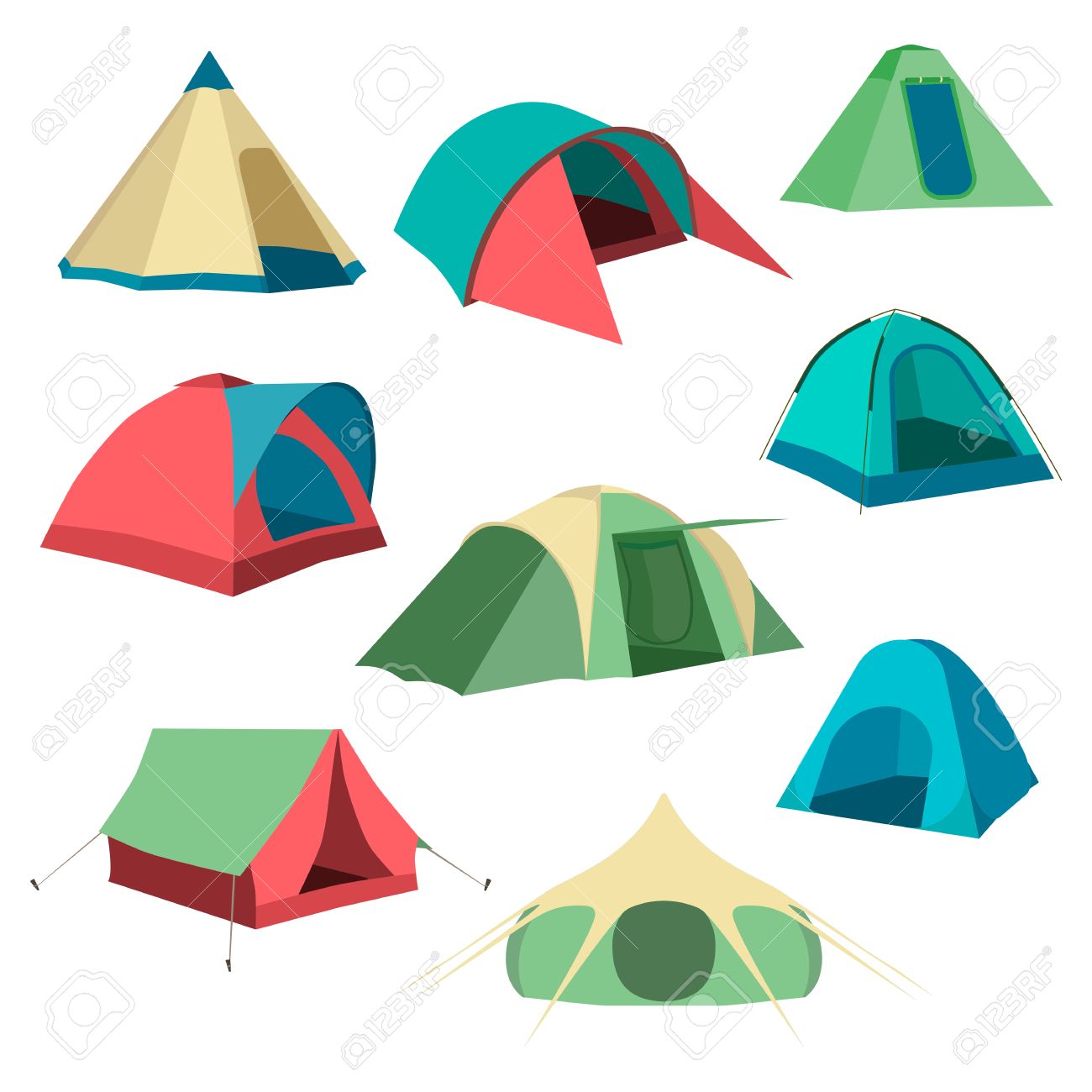 Set of tourist tents. Collection of camping tent icons. Vector illustration eps10 - 67575942 Set of tourist tents. Collection of camping tent icons. Vector illustration eps10 - 67575942