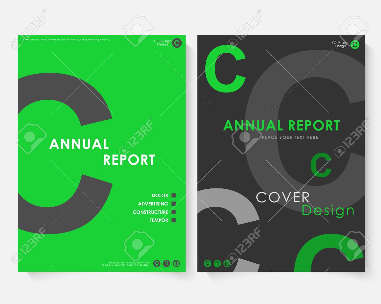 gray letter annual report cover design template vector brochure annual report cover letter
