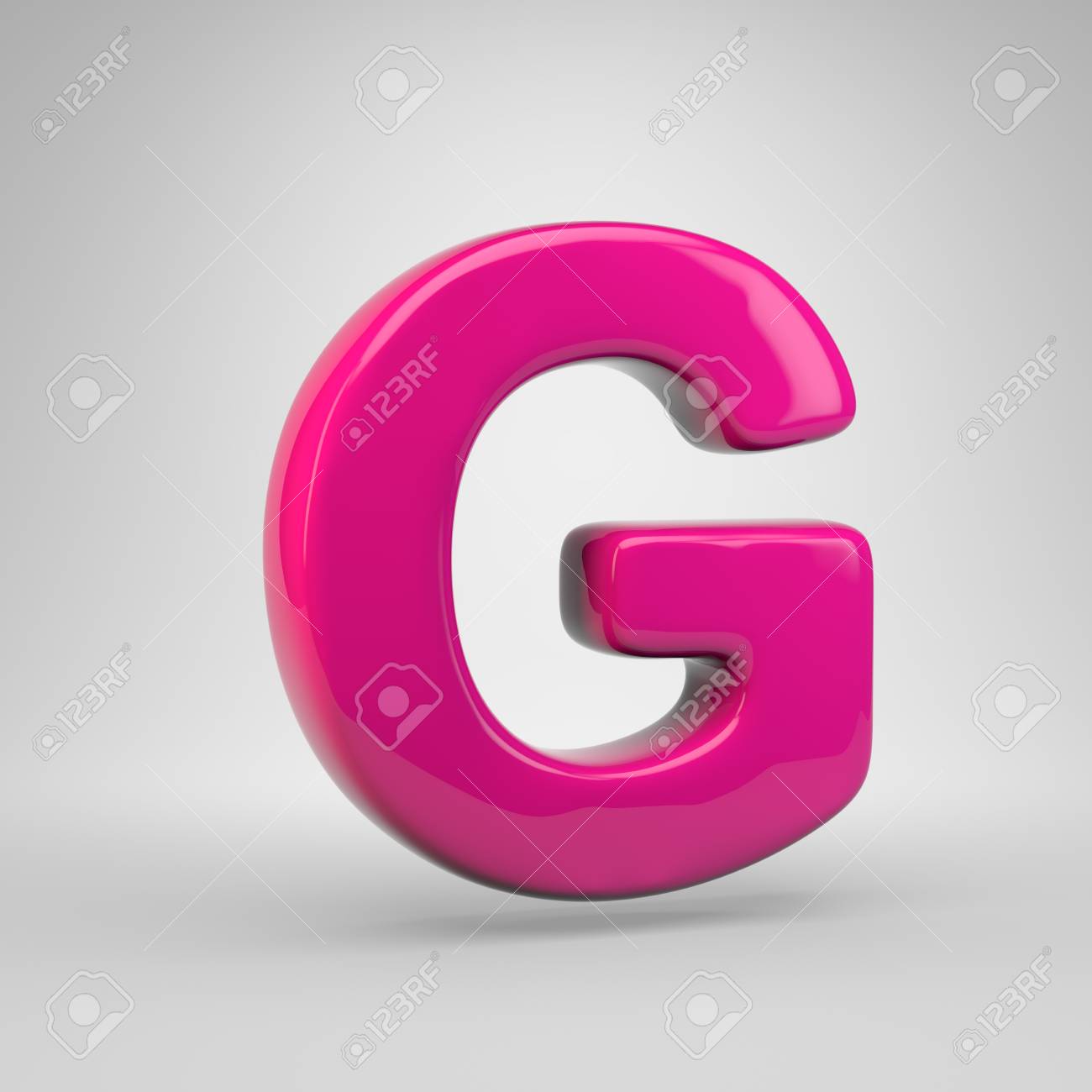 Plastic Pink Color Letter G Uppercase. 3D Render Glossy Font Isolated On  White Background Stock Photo, Picture And Royalty Free Image. Image  113311044.