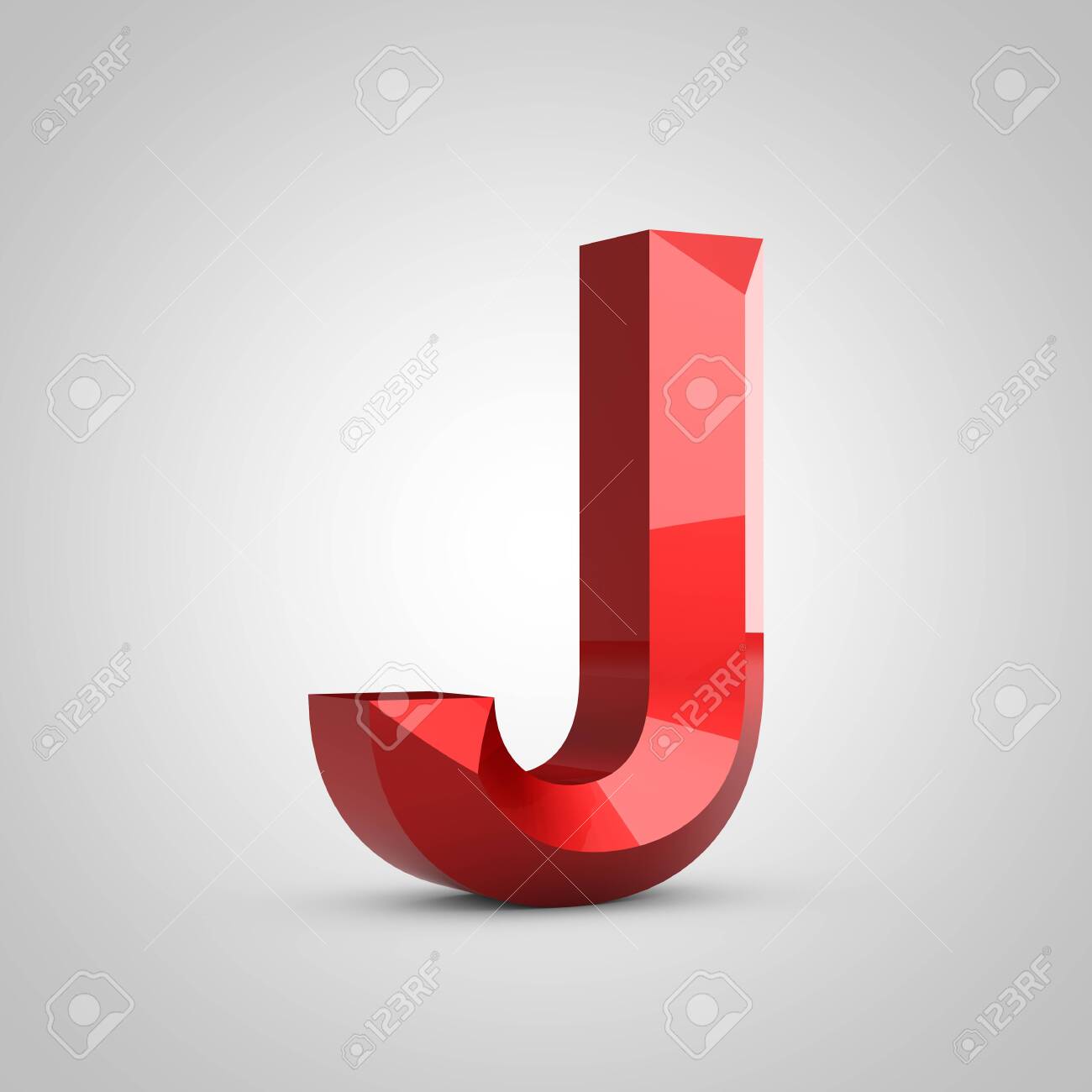 Red glossy chiseled letter J uppercase isolated on white. 3d rendered font. - 132137376 Red glossy chiseled letter J uppercase isolated on white. 3d rendered font. - 132137376