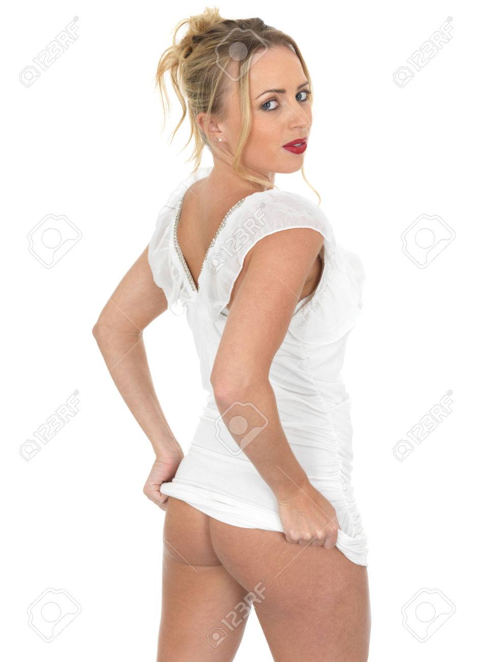 mnlSexy Young Woman Lifting Skirt Stock