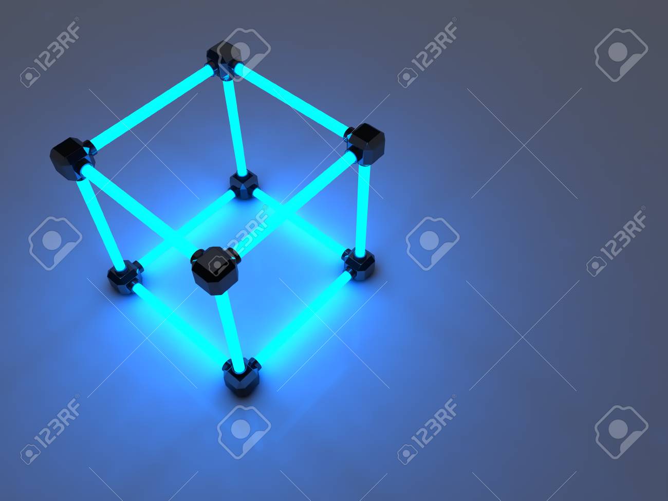 glowing cubes of fluorescent tubes abstract composition of