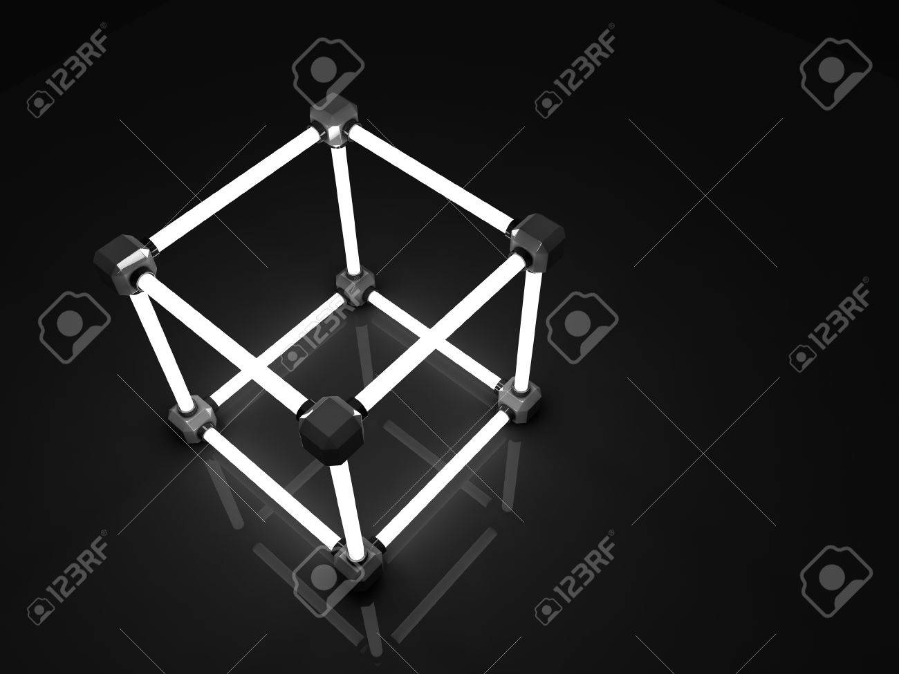 glowing cubes of fluorescent tubes abstract composition of