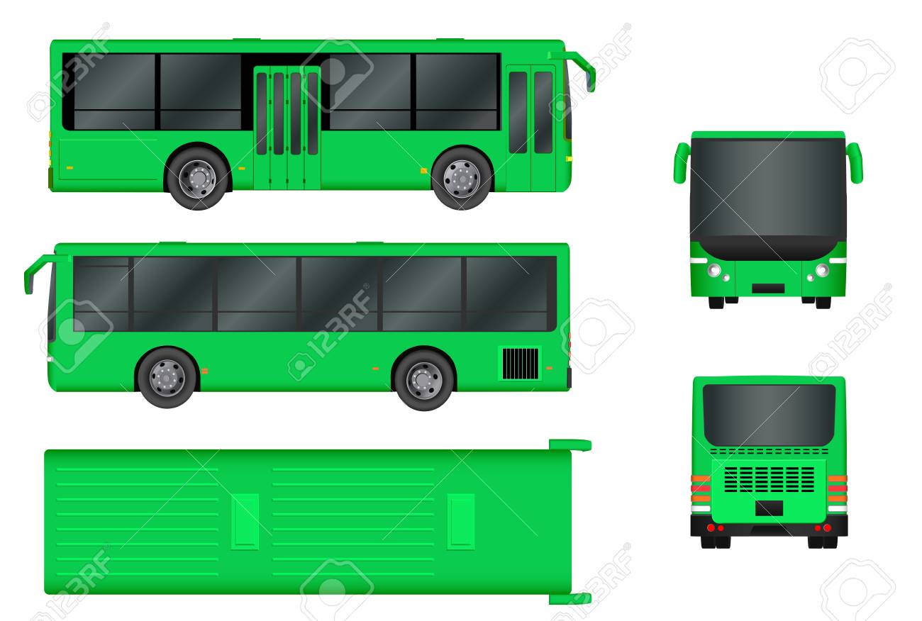 緑の都市バスのテンプレートです 旅客輸送 トップ サイド バックと