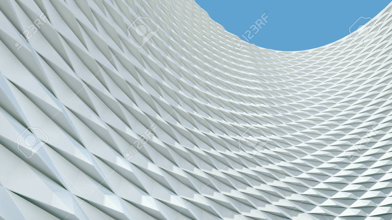 白の幾何学的表面と抽象的な建築の背景 の写真素材 画像素材 Image