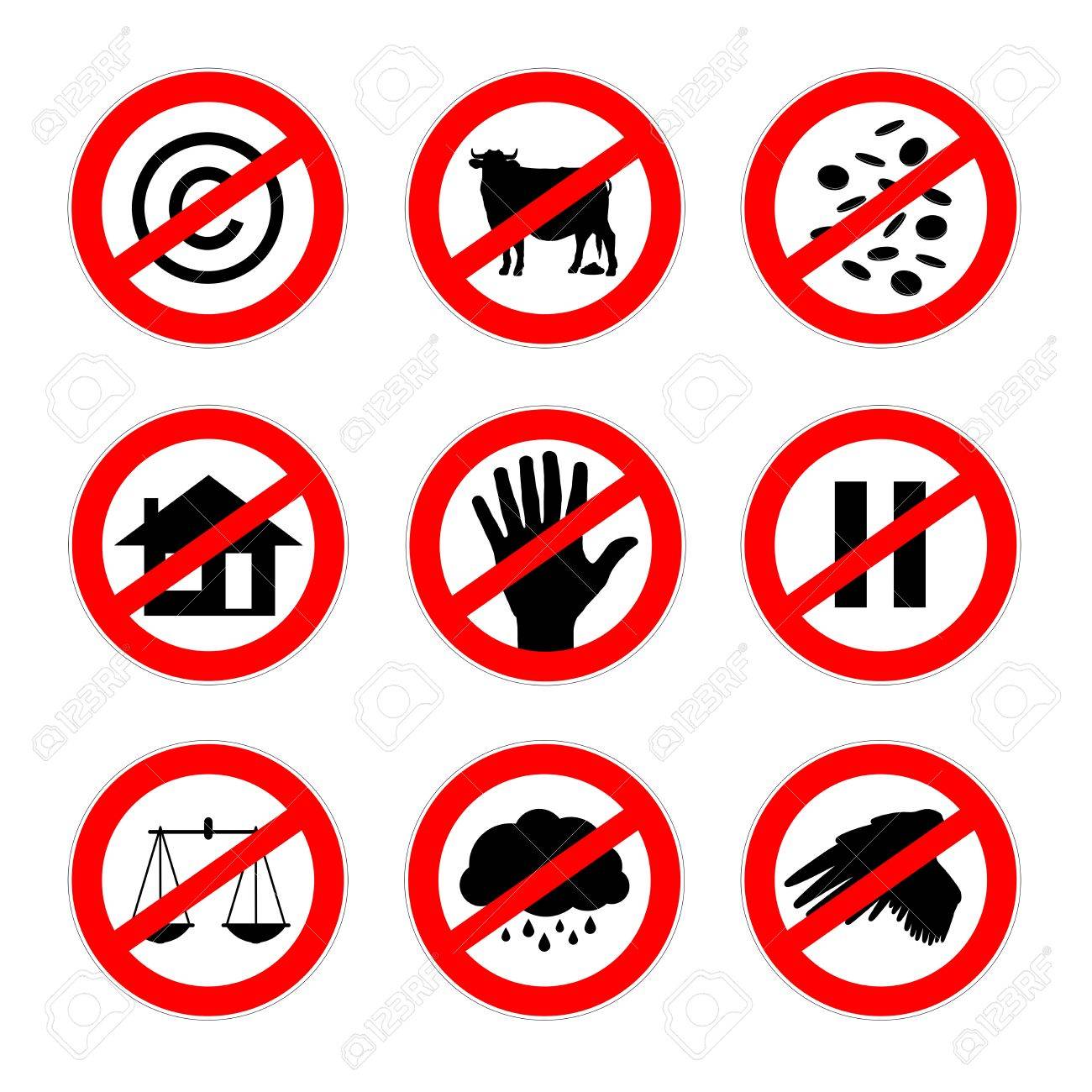 意味ない著作権 戯言 簡単お金がないなどお金のない人間の集落のない遺伝子組換え製品 ポーズ ない正義 ない悪天候 自由がない 9 つの代わりとなる禁止交通標識のセット の写真素材 画像素材 Image