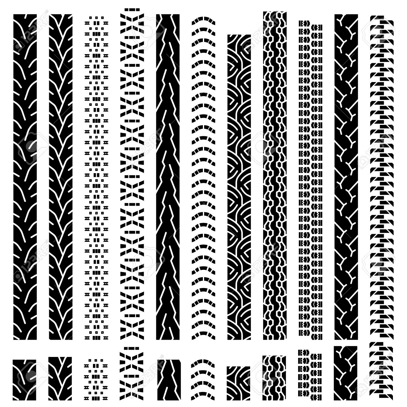 コレクションの模様 ベクトル タイヤ トラックのタイヤのマーク タイヤのトレッド トレッド マーク シルエット 機械と車両のパターンのイラスト素材 ベクタ Image