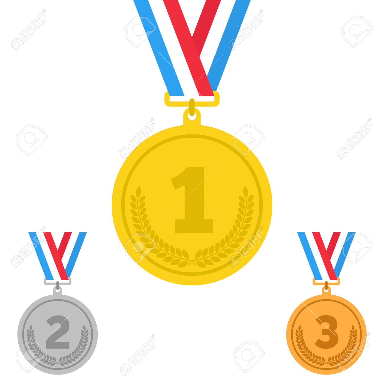 ホワイトにゴールド シールのベクトル イラスト 金 銀 銅賞のメダルします のイラスト素材 ベクタ Image