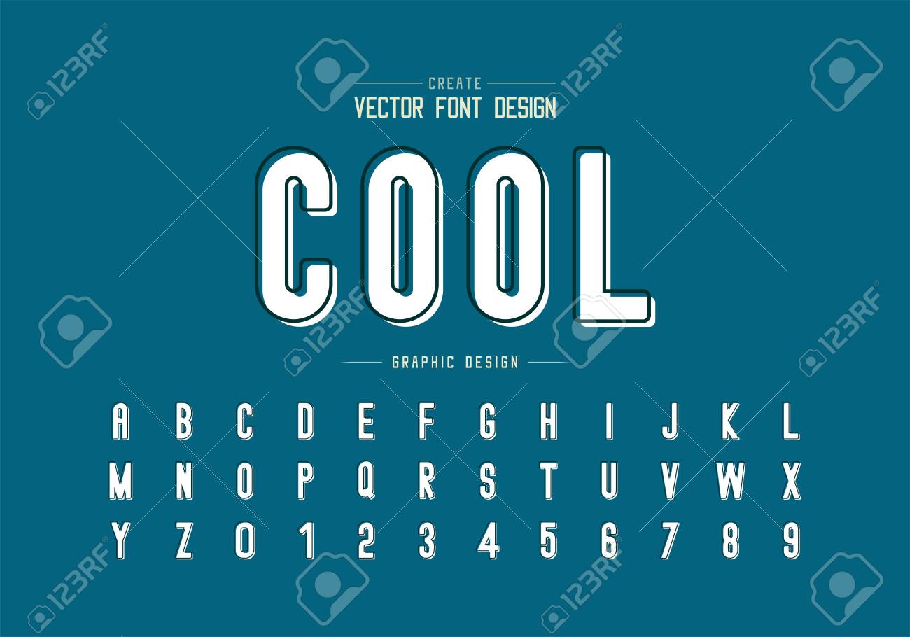 Stylish alphabet letters and numbers with shadow Vector Image