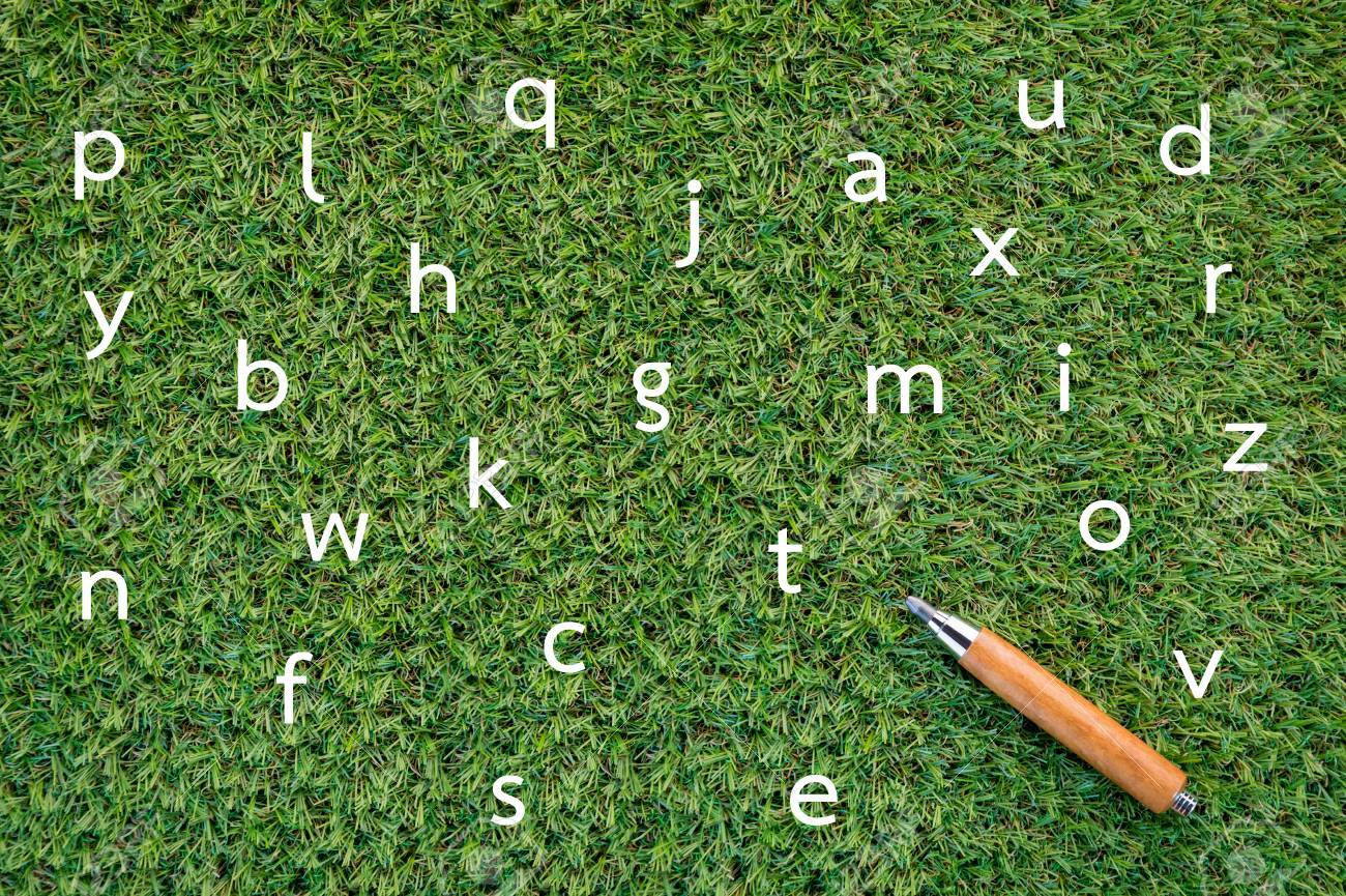 Alphabet Drawing On Green Grass And Pencil Creative Concept Stock Photo Picture And Royalty Free Image Image 56542246