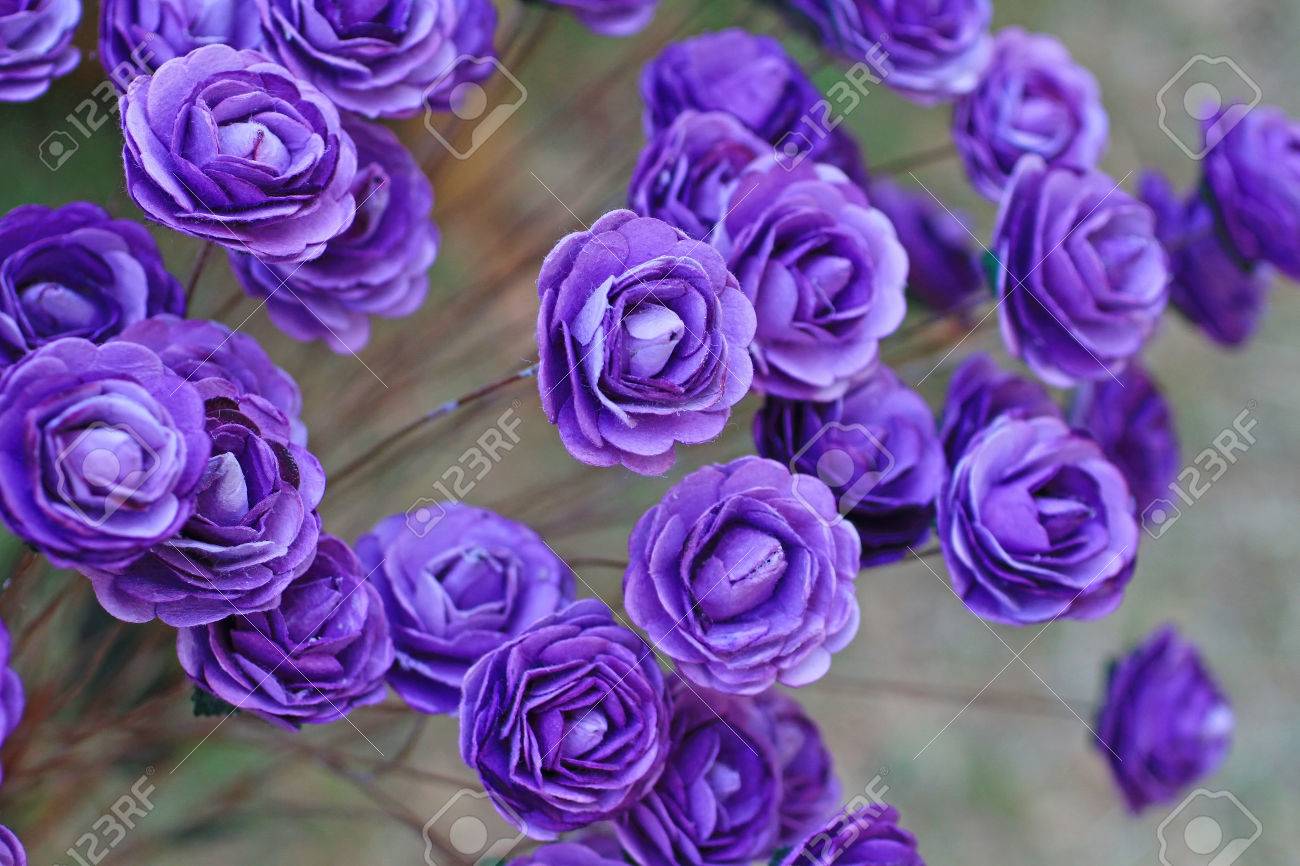 handicraft paper flower as purple rose stock photo picture and handicraft paper flower