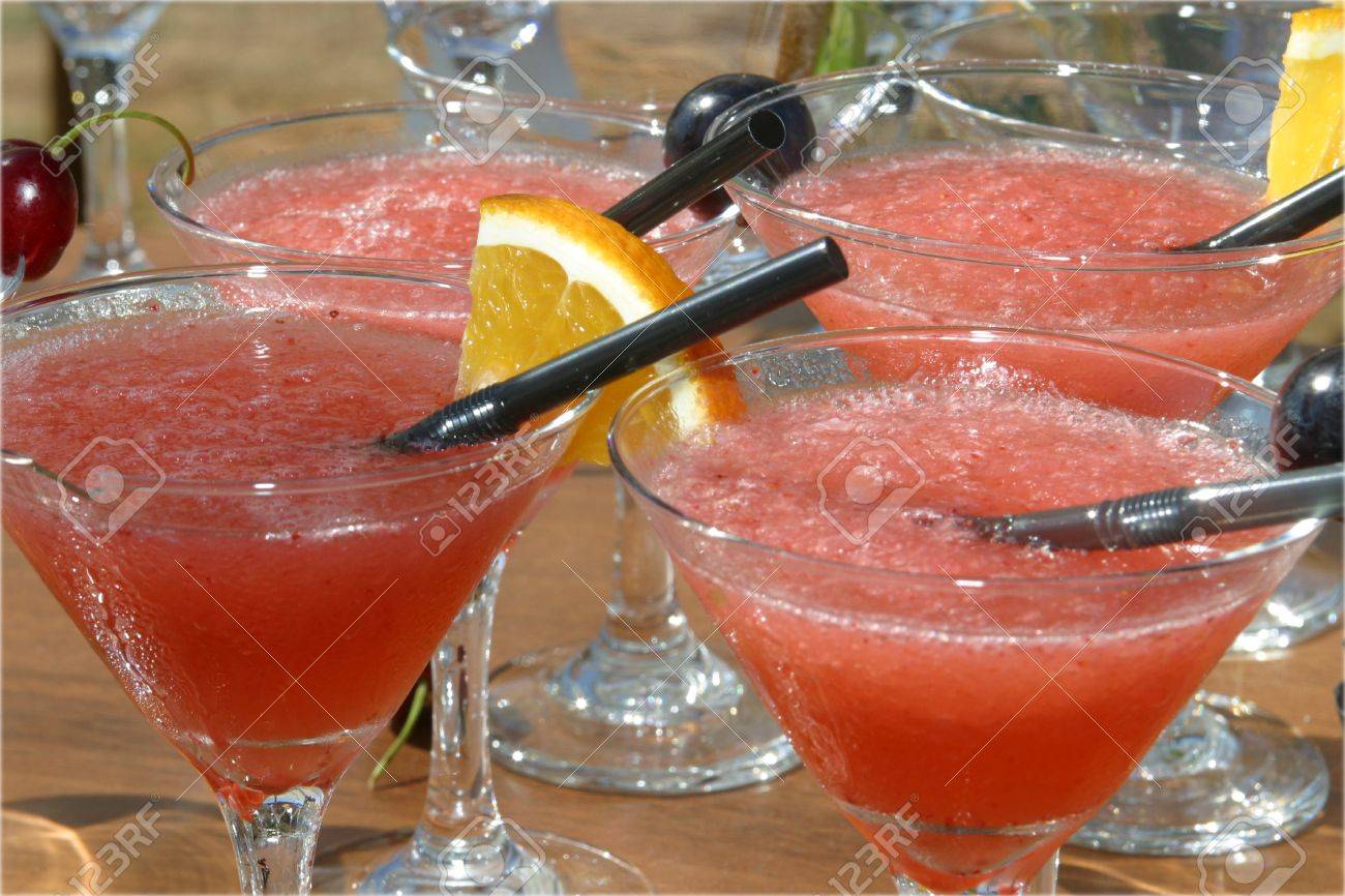 Ice cold watermelon margaritas in martini glasses - 1447735 Ice cold watermelon margaritas in martini glasses - 1447735