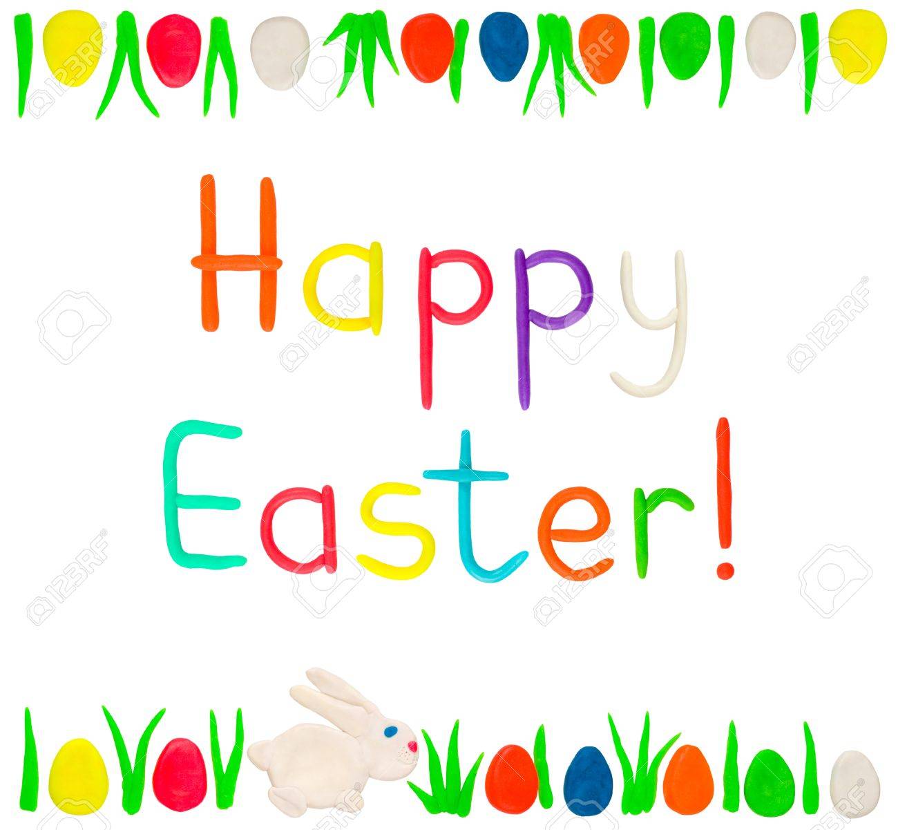 Happy Easter To My Daughter Happy Easter Card - Collage Of Plasticine Figures And Words, Isolated Over  White, My Daughter's Work Stock Photo, Picture And Royalty Free Image.  Image 8594096.