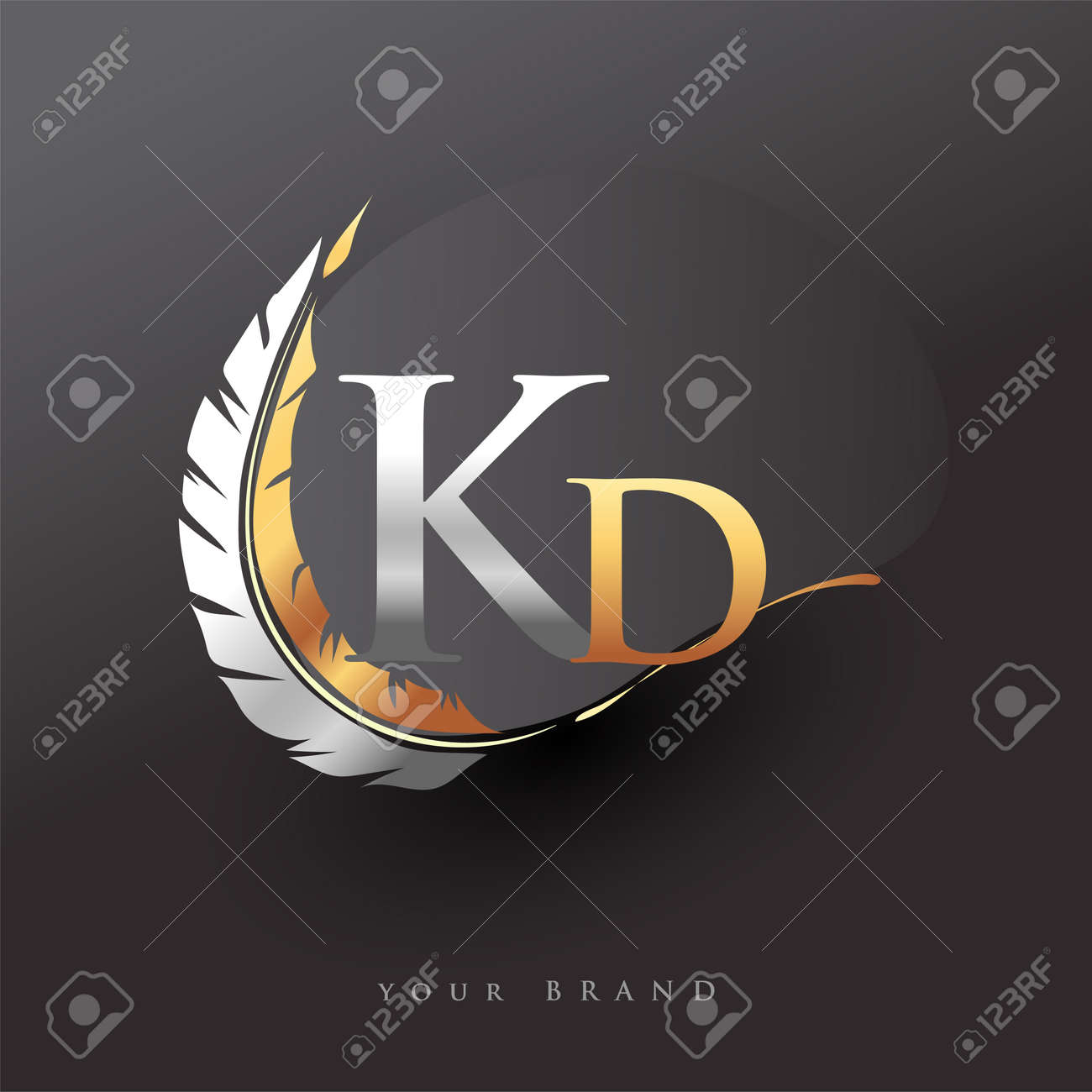 Initial Letter KD Logo With Feather Gold And Silver Color, Simple And Clean  Design For Company Name. Vector Logo For Business And Company. Royalty Free  SVG, Cliparts, Vectors, and Stock Illustration. Image, image size:1300x1300