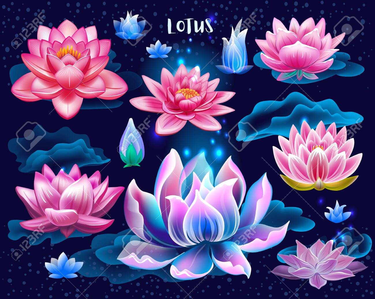 蓮の花と蕾　スピリチュアルアート 蓮の花と蕾 スピリチュアルアート