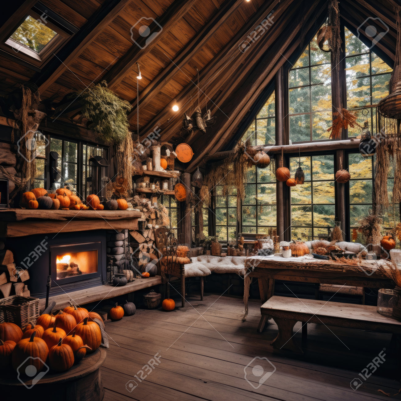 Kate Halloween Sorcières Allée Citrouille Toile De Fond Pour La Photographie