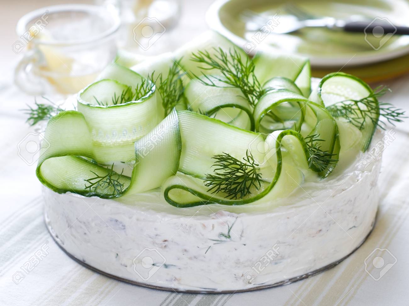 Sandwich Cake With Tuna And Cucumber Selective Focus Stock Photo Picture And Royalty Free Image Image