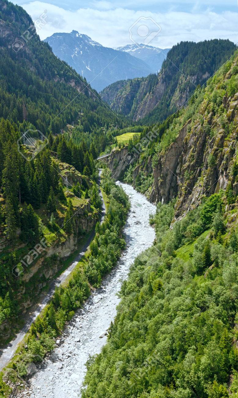 Summer Mountain Landscape With Bridge Across Ravine Alps Switzerland Stock Photo Picture And Royalty Free Image Image 25281172