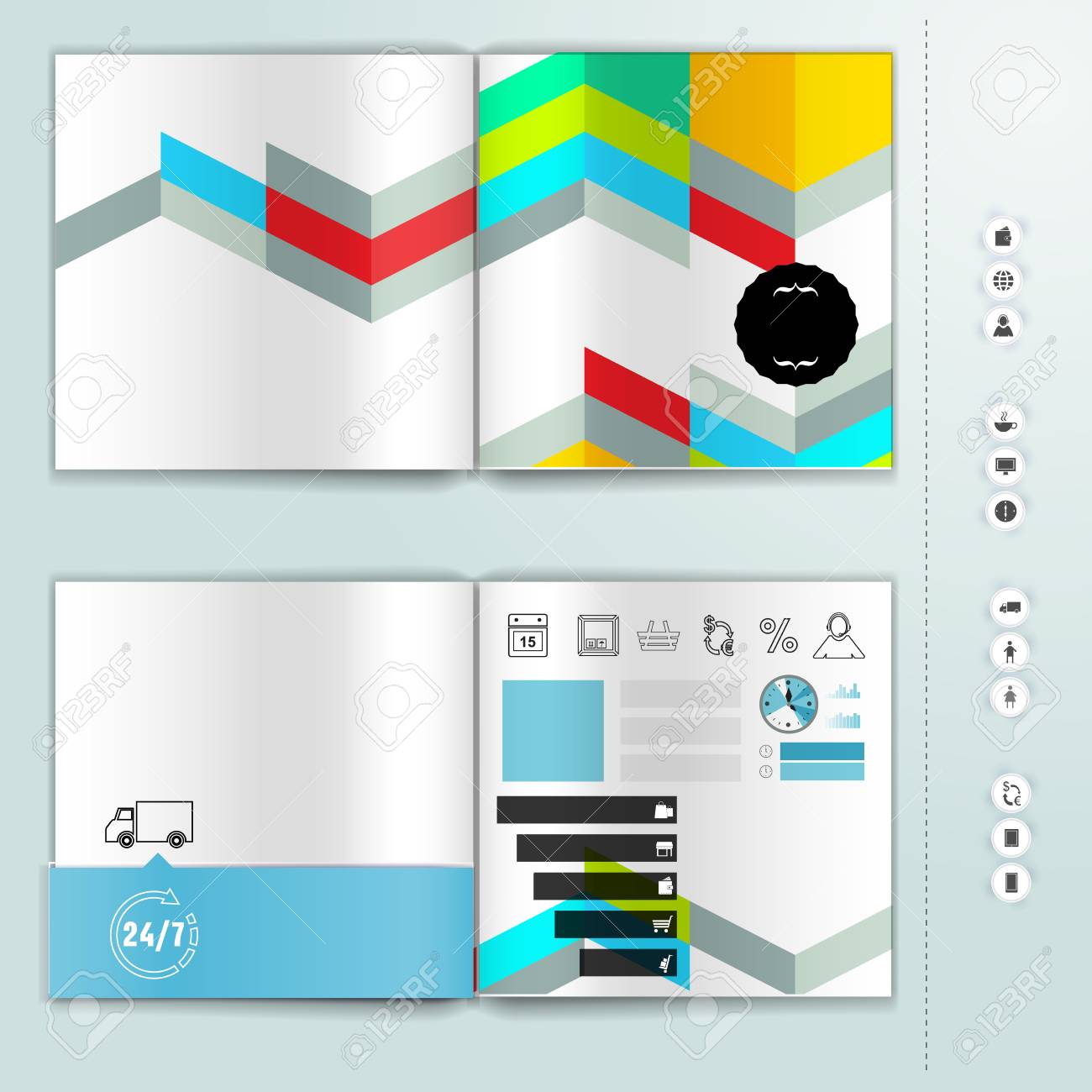 corporate booklet promotion template with color elements vector