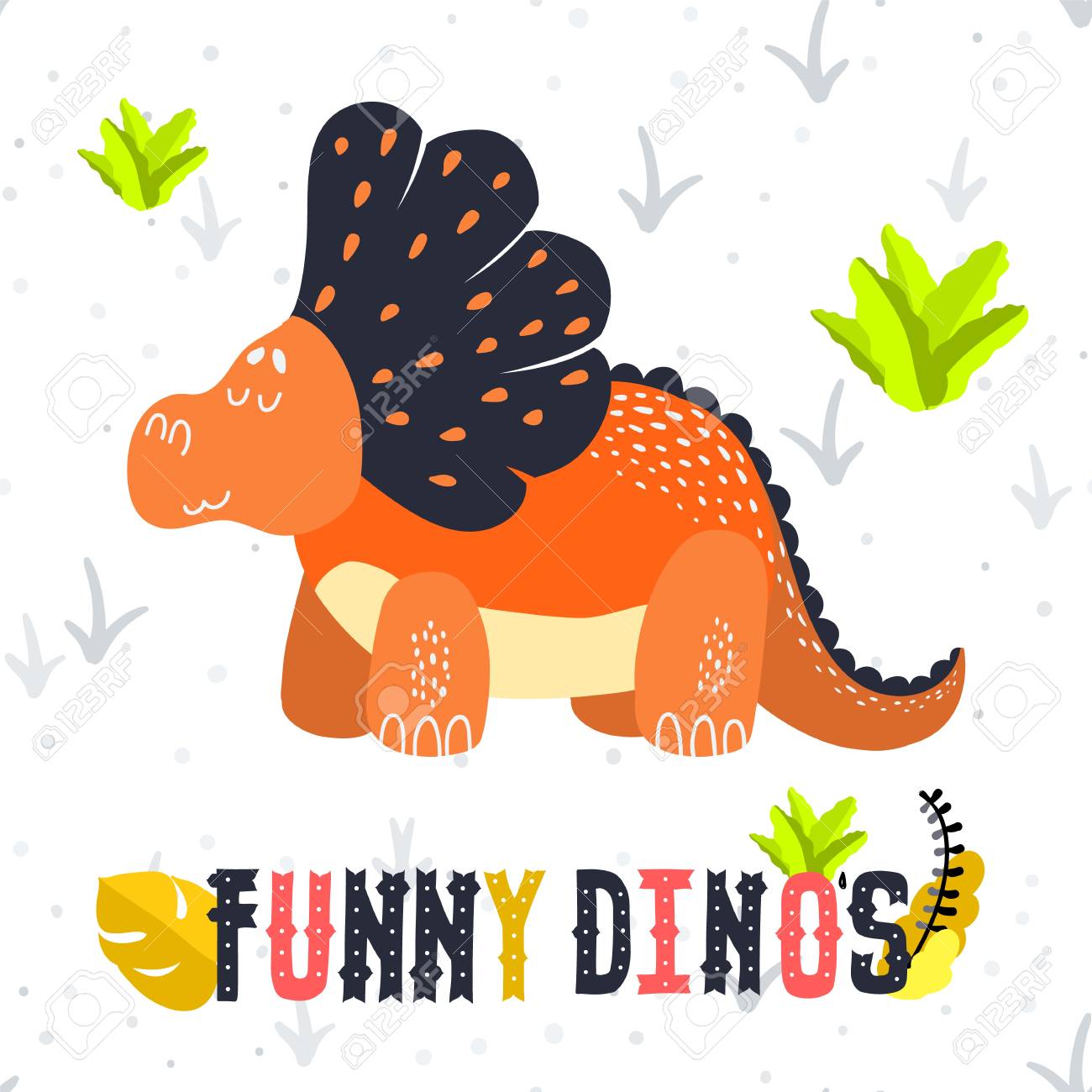 Adorable Little Dinosaur Vector Illustration For Kids Fashion, Funny Dino In Cartoon Style. Ideal For Cards, Invitations, Party, Banners, Kindergarten, Baby Shower, Preschool And Children Room Royalty Free SVG, Cliparts, Vectors, And Adorable Little Dinosaur Vector Illustration For Kids Fashion, Funny Dino In Cartoon Style. Ideal For Cards, Invitations, Party, Banners, Kindergarten, Baby Shower, Preschool And Children Room Royalty Free SVG, Cliparts, Vectors, And