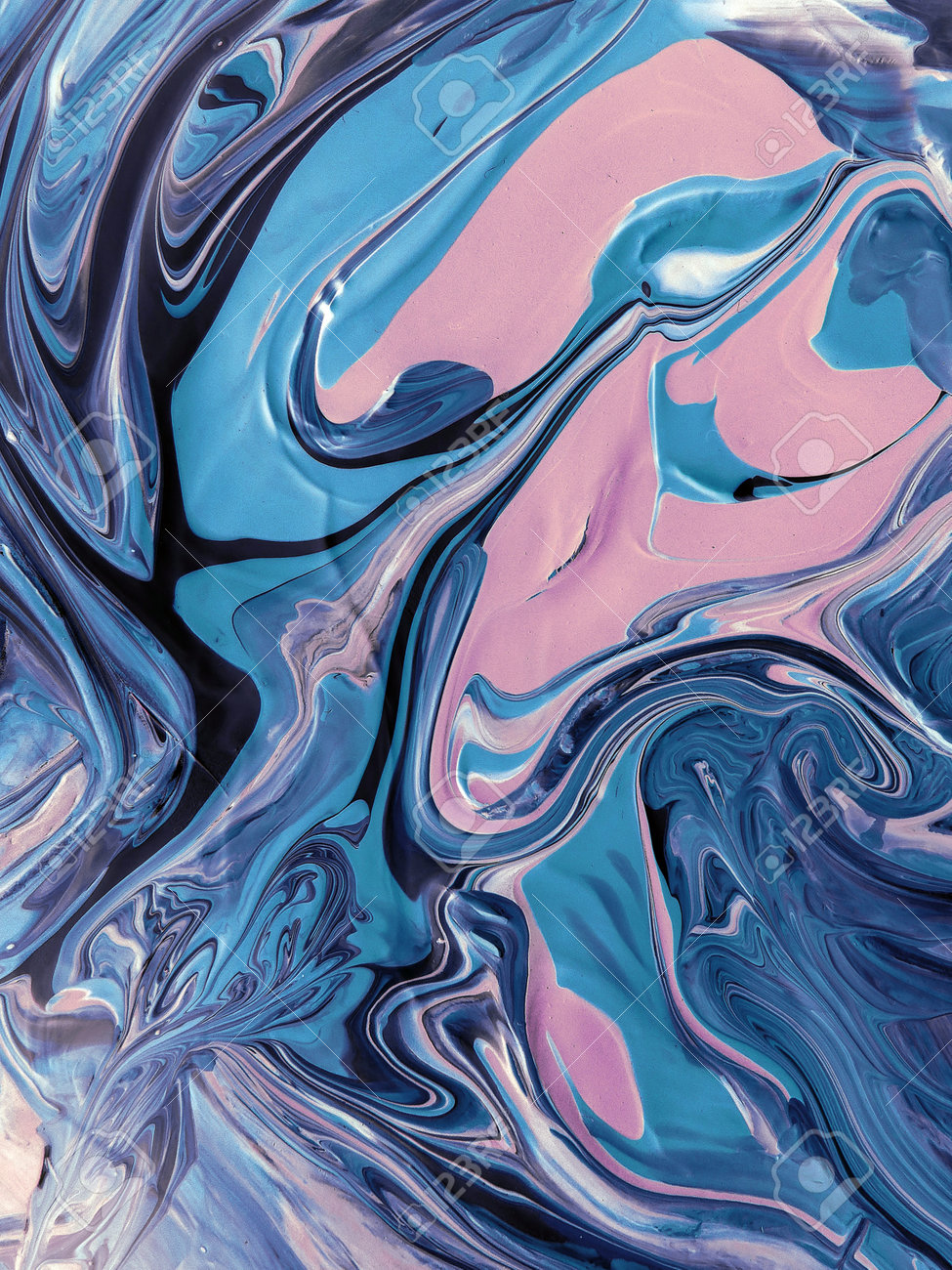Beautiful Colorful Mixed Abstract Fluid Painting. Acrylic Vibrant Colors  Paint Trendy Wallpaper For Technology. Wave Flow Swirl Fluid Marble Art  Texture. Home Decoration Contemporary Art Background Фотография, картинки,  изображения и сток-фотография без