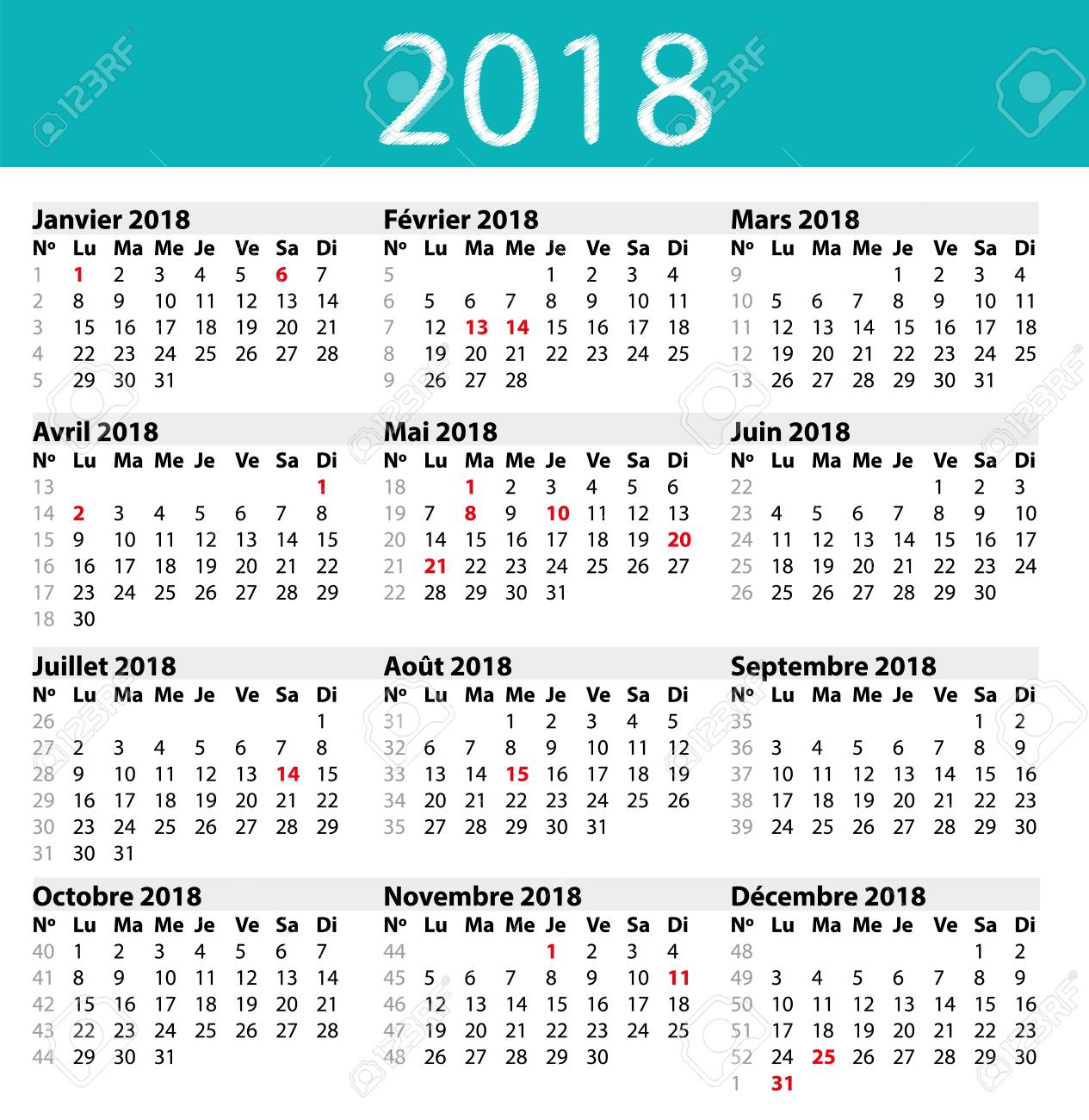 simple calendar 2018 stock vector 83587026