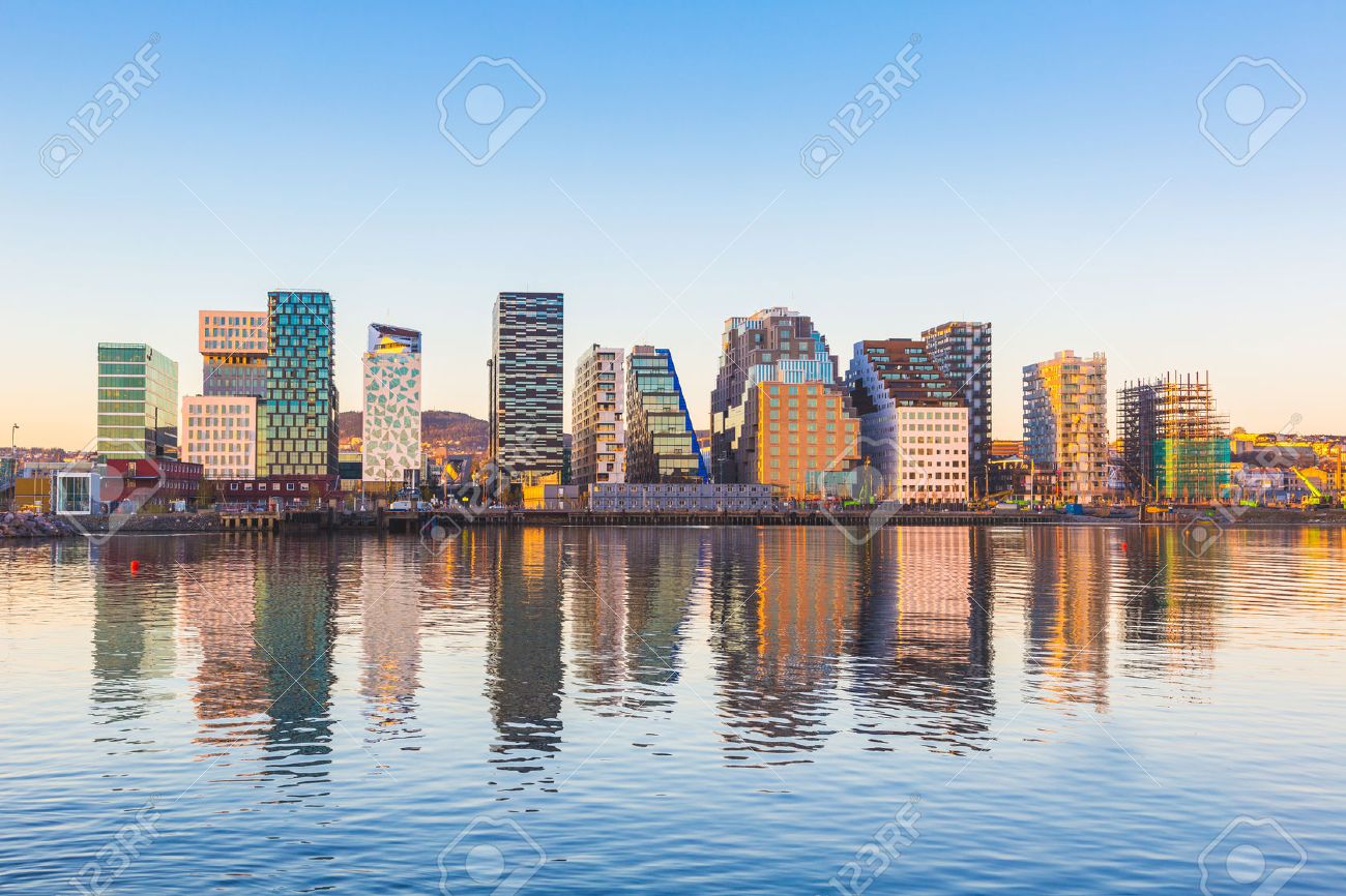 Modern Buildings In Oslo Norway With Their Reflection Into Stock Photo Picture And Royalty Free Image Image 50883307