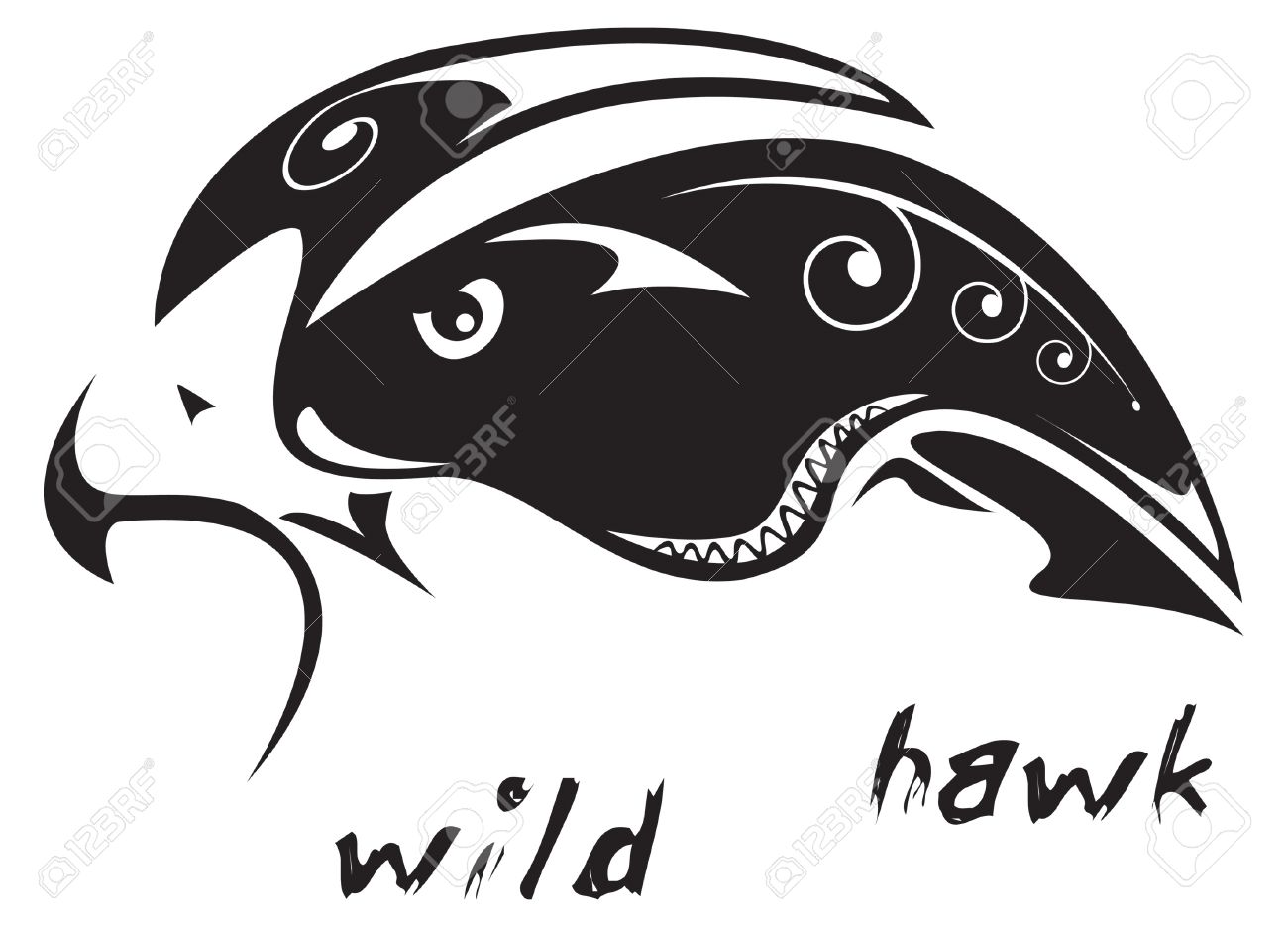 black and white vector wild hawk tribal tattoo style very black and white vector wild hawk tribal tattoo style very