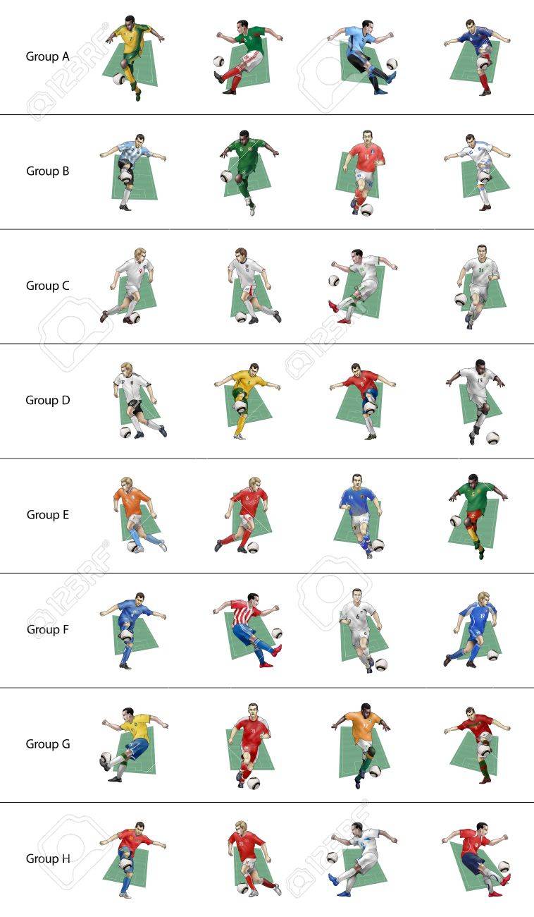 自国のチーム身に着けている 32 のサッカー選手の現実的なイラスト上のユニフォームなサッカーの世界選手権 10 Group A 南アフリカ共和国 メキシコ ウルグアイ Francegroup B アルゼンチン ナイジェリア 韓国 Greecegroup C イギリス アメリカ アルジェリア