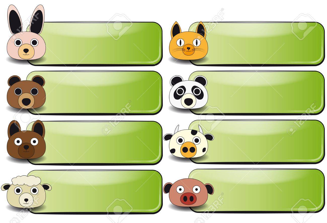 農場の動物の顔とバナーのイラストのイラスト素材 ベクタ Image